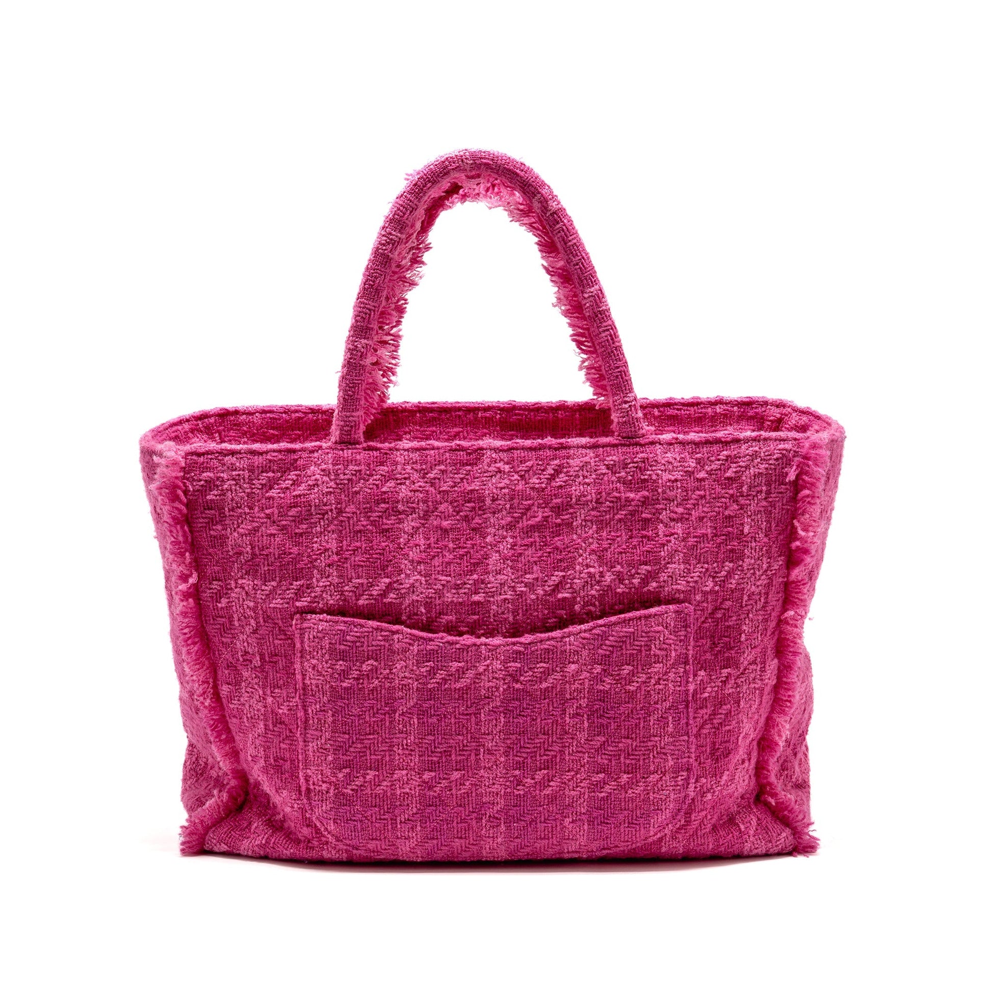 Chanel Letter Logo Zipped Shopping Tweed GHW Pink Handbag