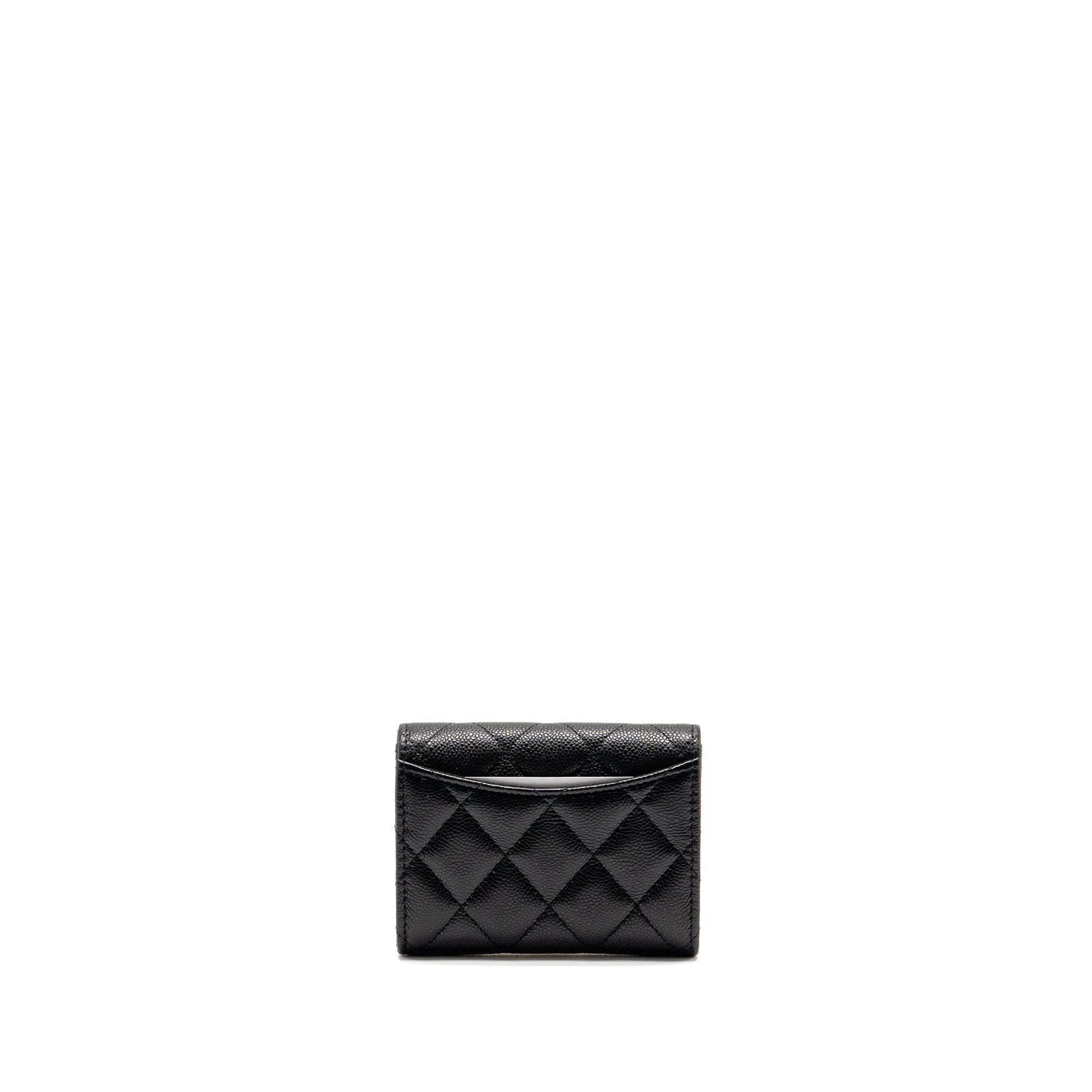 Chanel Classic Flap Card Holder Caviar LGHW Black Wallet Case Lghw Microchip