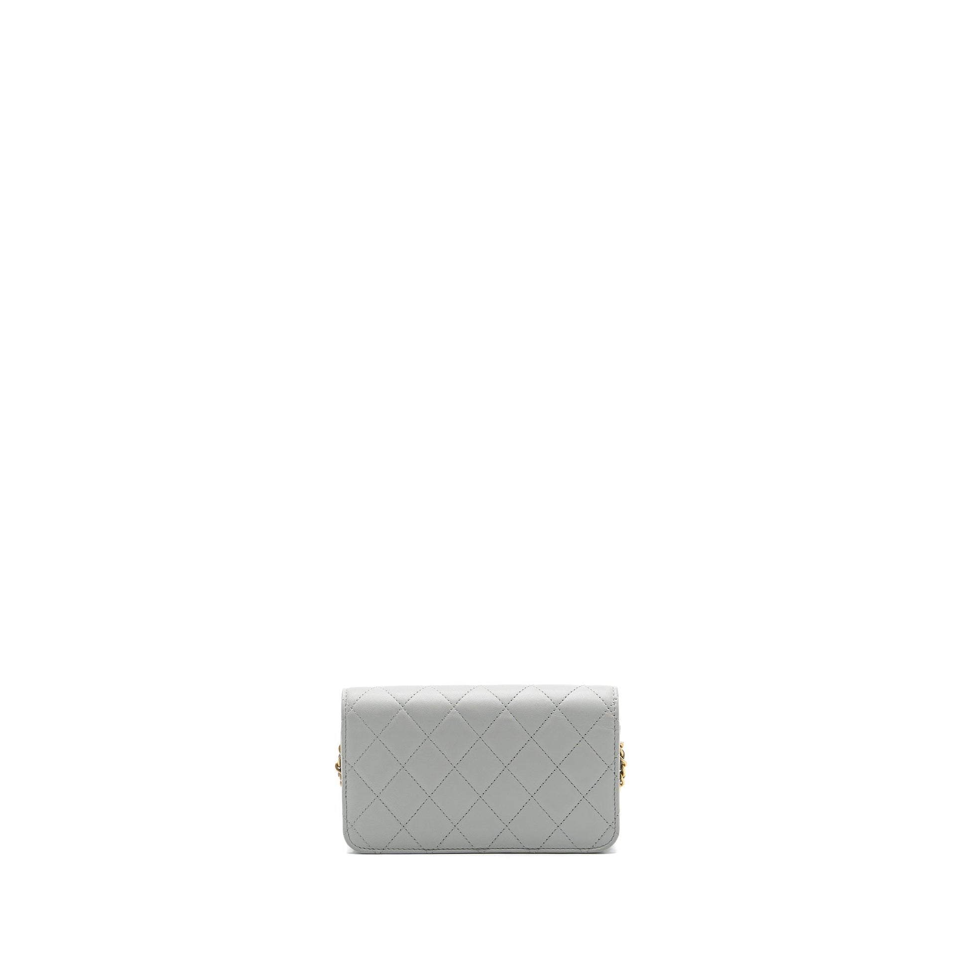 Chanel Pearl Crush On Lambskin Light Brushed Grey Wallet Case Brushed Ghwmicrochip