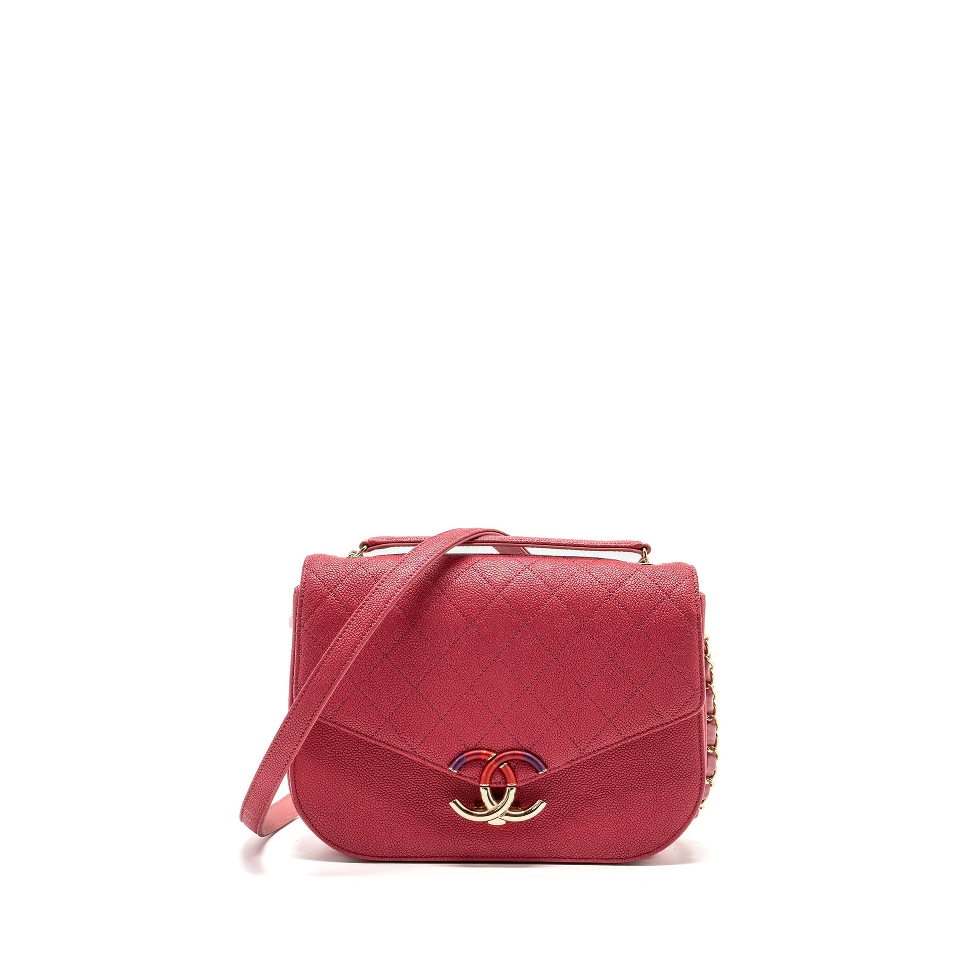 Chanel Giant CC logo Messenger Grained Calfskin Pink Messenger Bag