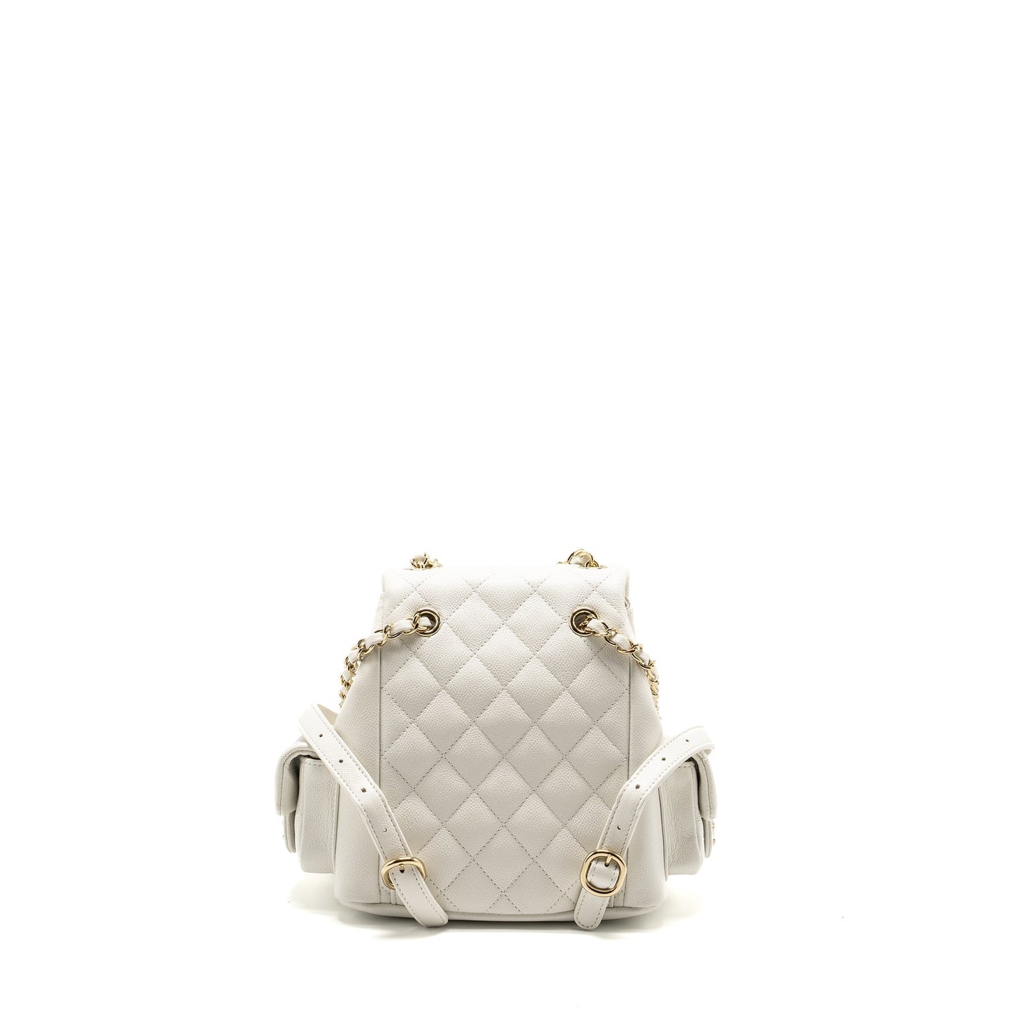 Chanel 23K Triple Pocket Backpack Caviar LGHW White Lghw Microchip