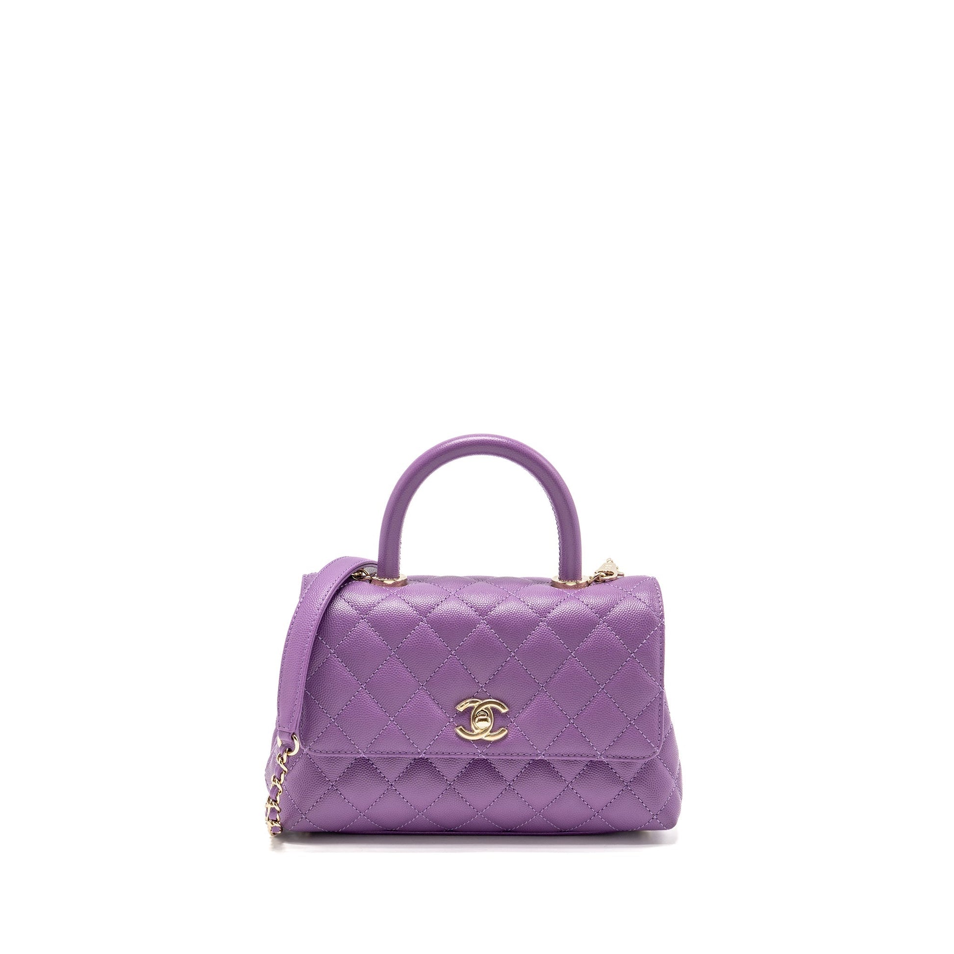 Chanel Coco Handle Caviar purple LGHW microchip Small Handbag