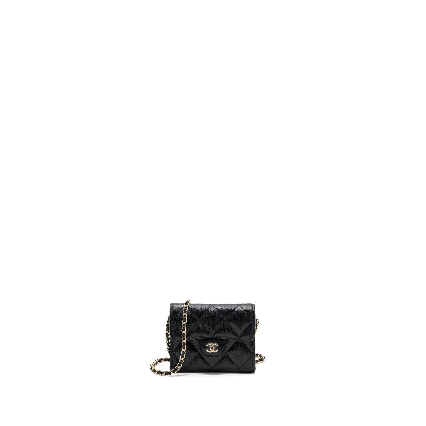 Chanel Card Holder Caviar LGHW Black Wallet Case
