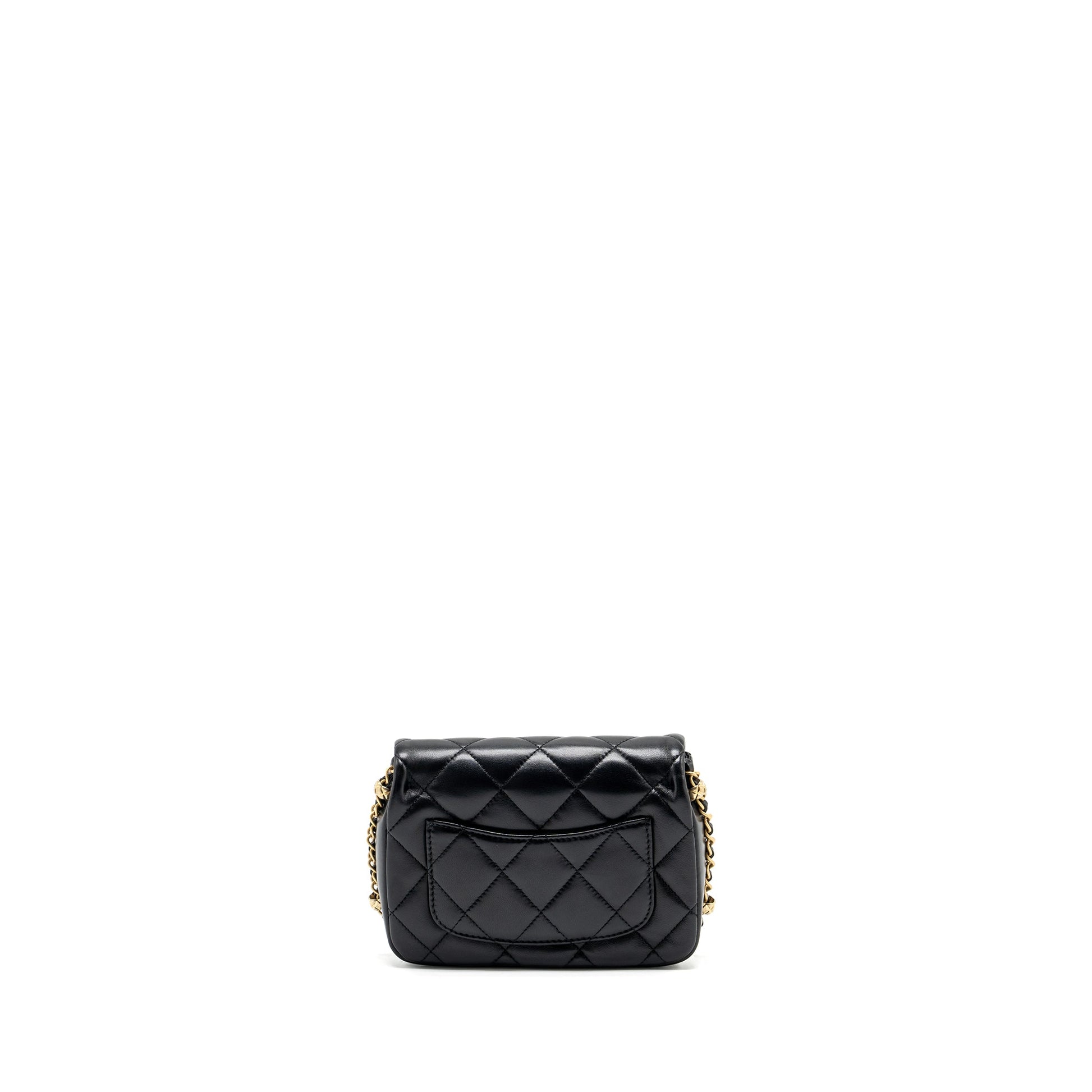 Chanel Quilted flap detailed logo lambskin GHW Black Shoulder Bag