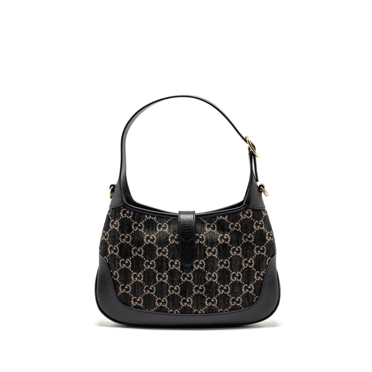 Gucci Jackie Small Shoulder Bag Leather Denim Black Ghw