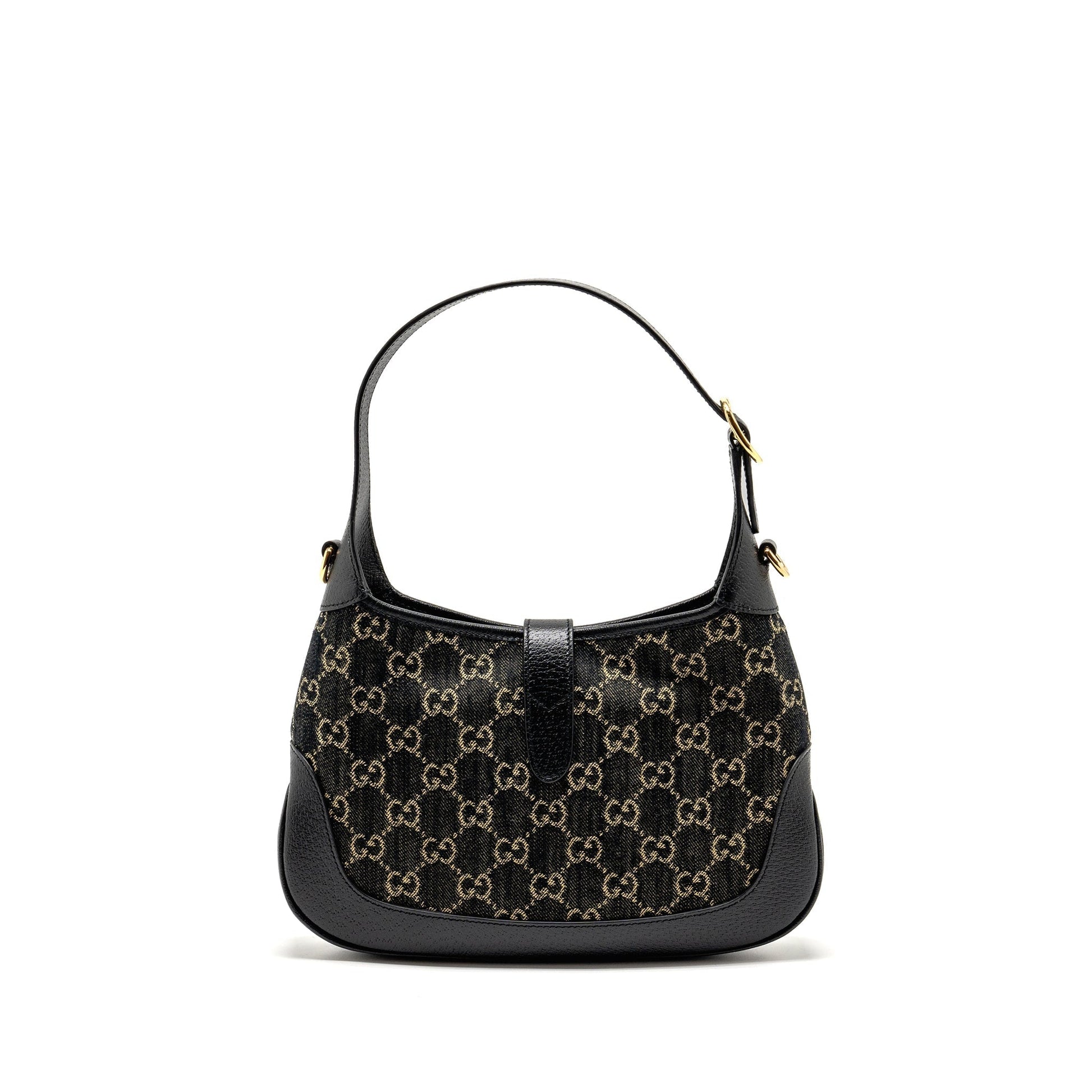 Gucci Jackie Small Shoulder Bag Leather Denim Black Ghw
