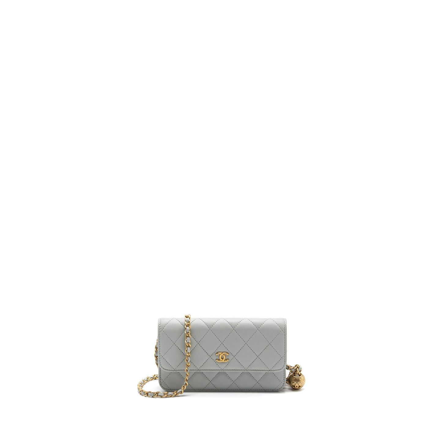 Chanel Pearl Crush On Lambskin Light Brushed Grey Wallet Case Brushed Ghwmicrochip