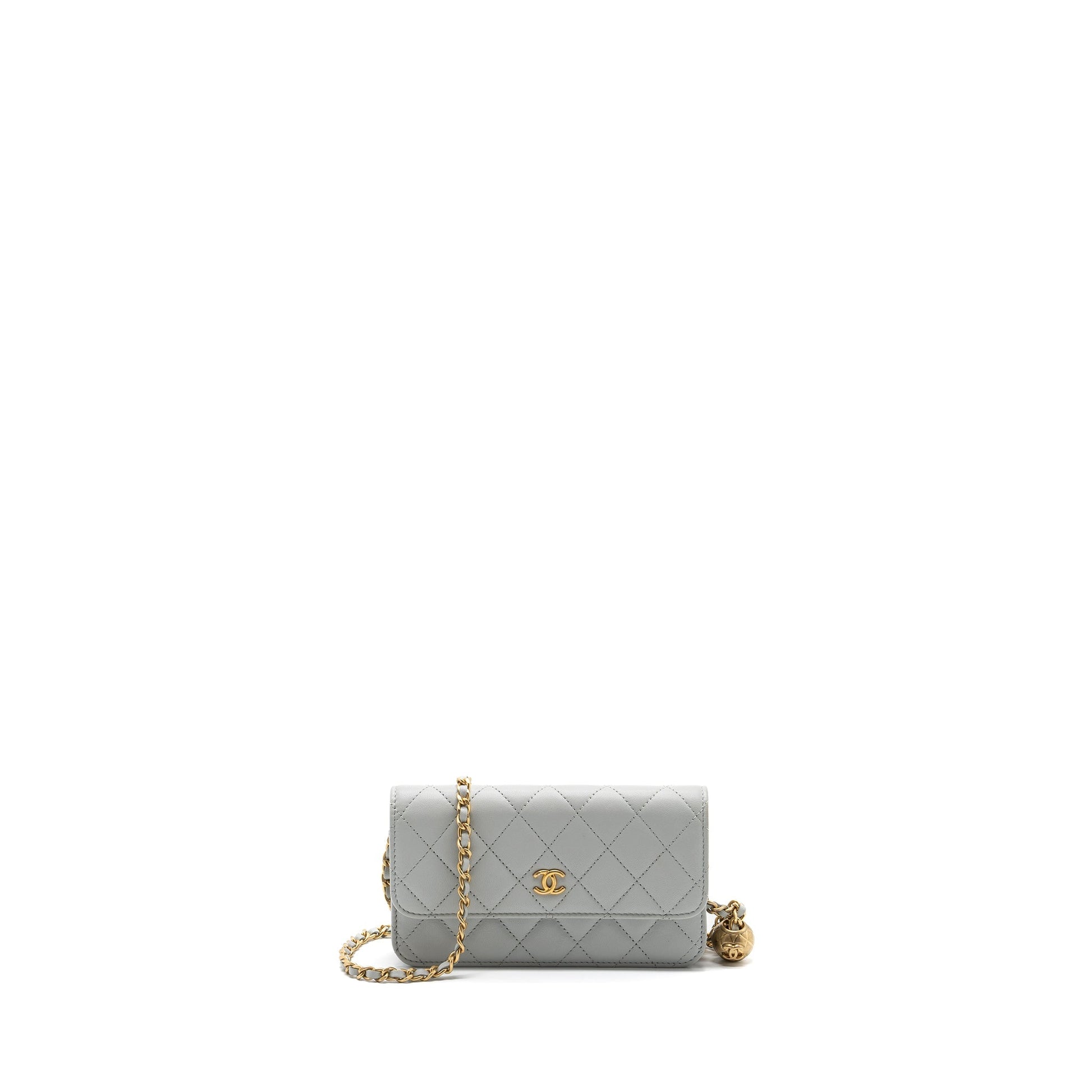 Chanel Pearl Crush On Lambskin Light Brushed Grey Wallet Case Brushed Ghwmicrochip