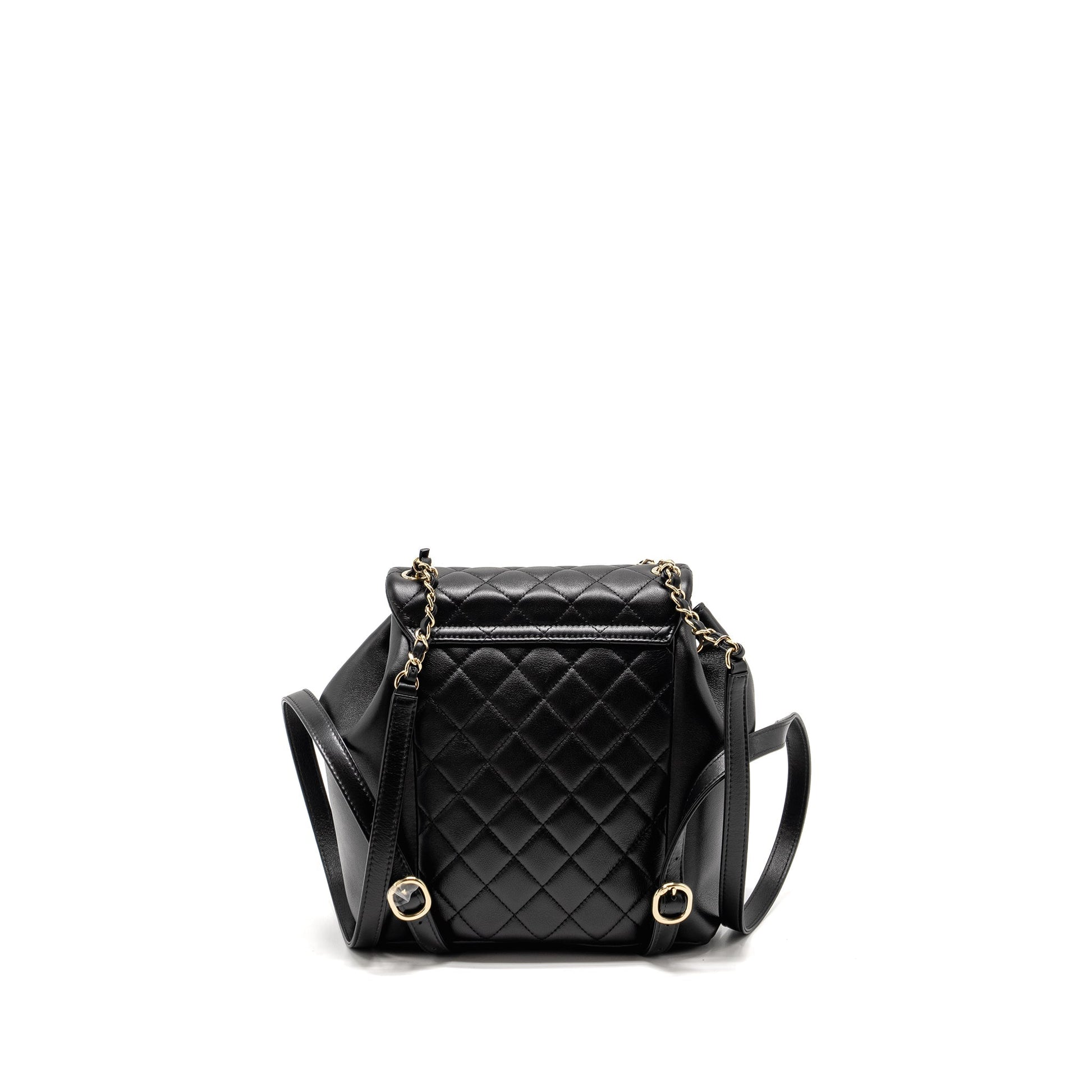 Chanel 23c Duma Backpack Calfskin LGHW microchip Black Black Lghwmicrochip