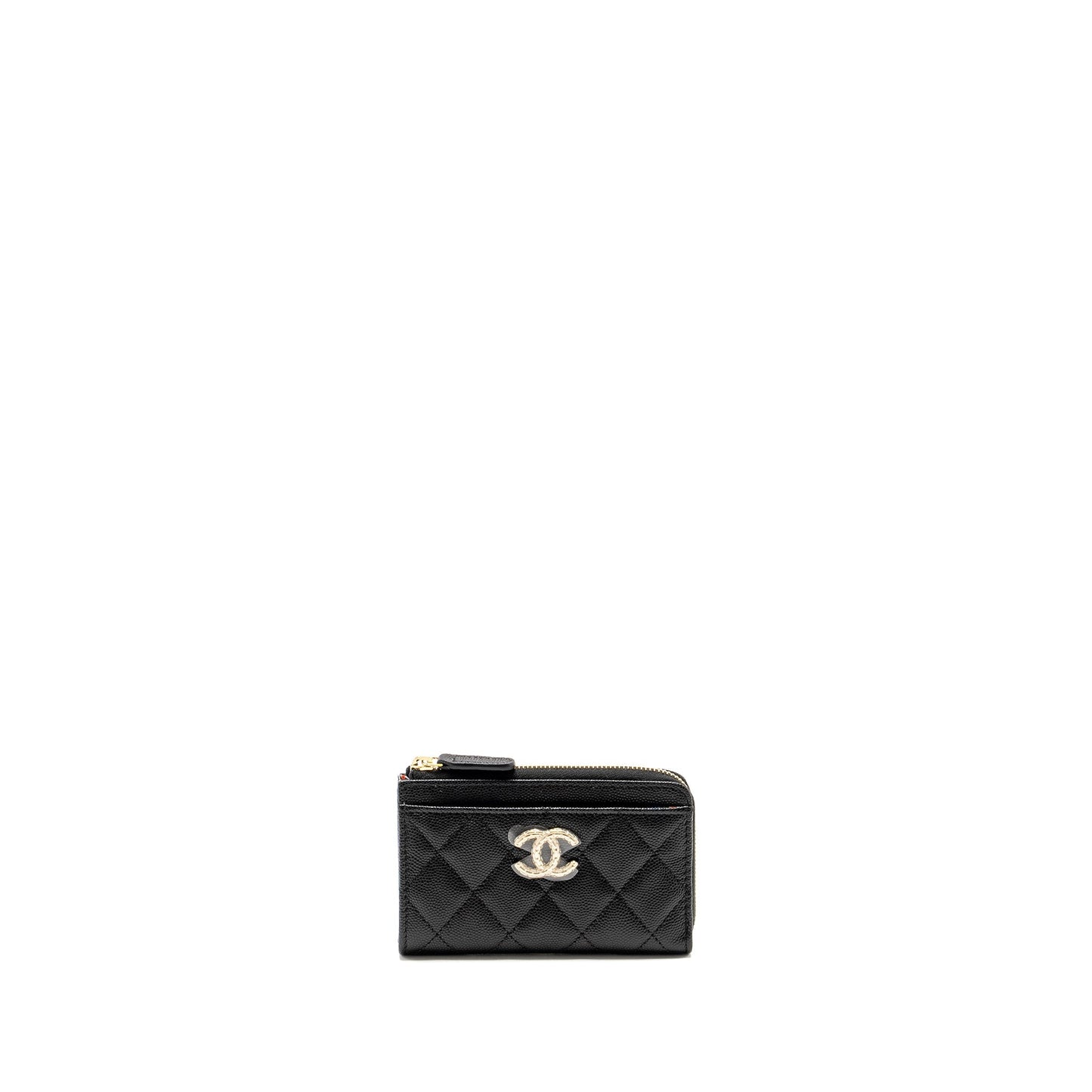 Chanel Zipped Card Holder Limited Edition Caviar Black Wallet Case