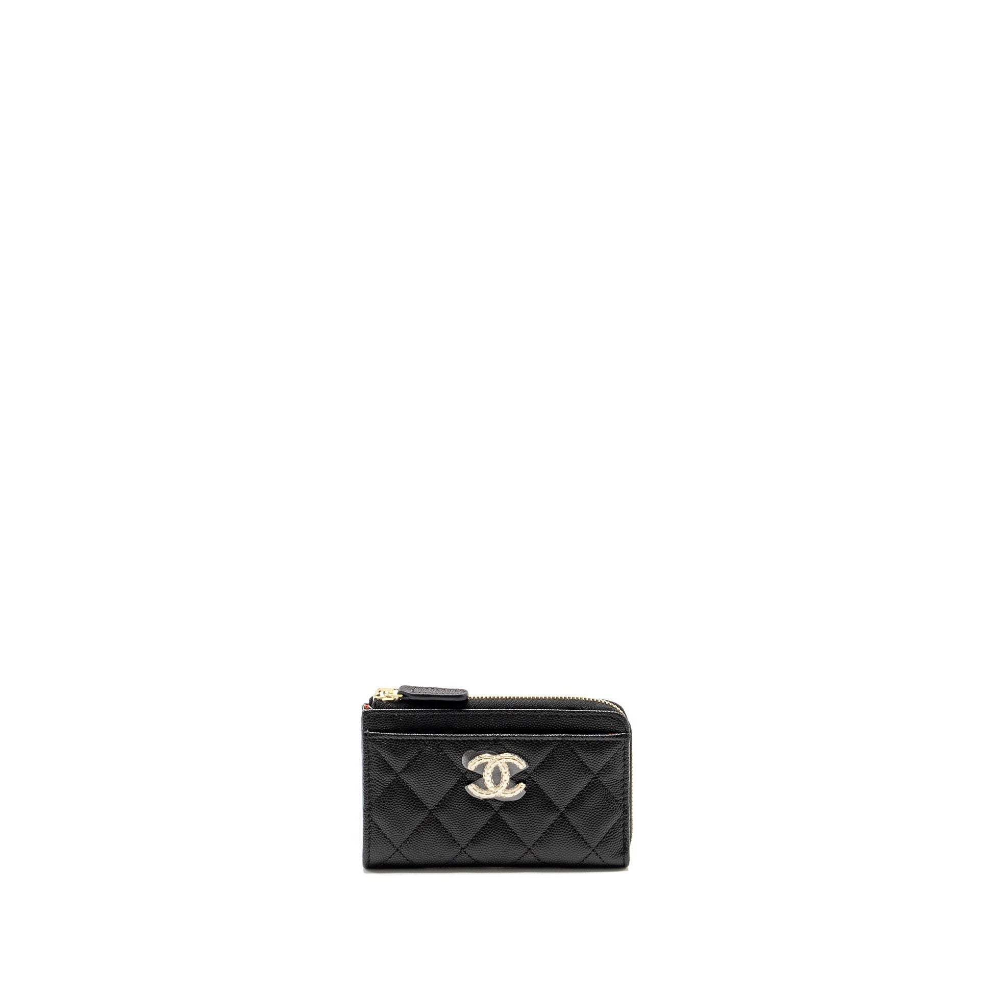 Chanel Zipped Card Holder Limited Edition Caviar Black Wallet Case