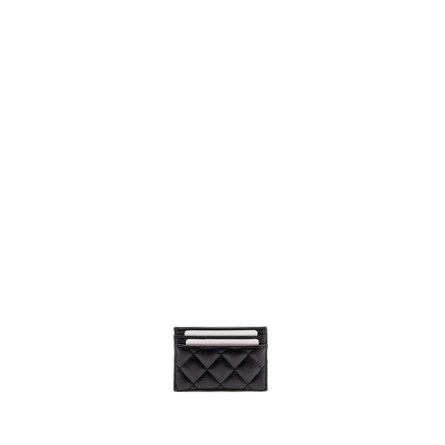 Chanel Detail CC Logo Card Holder Lambskin Black Wallet Case