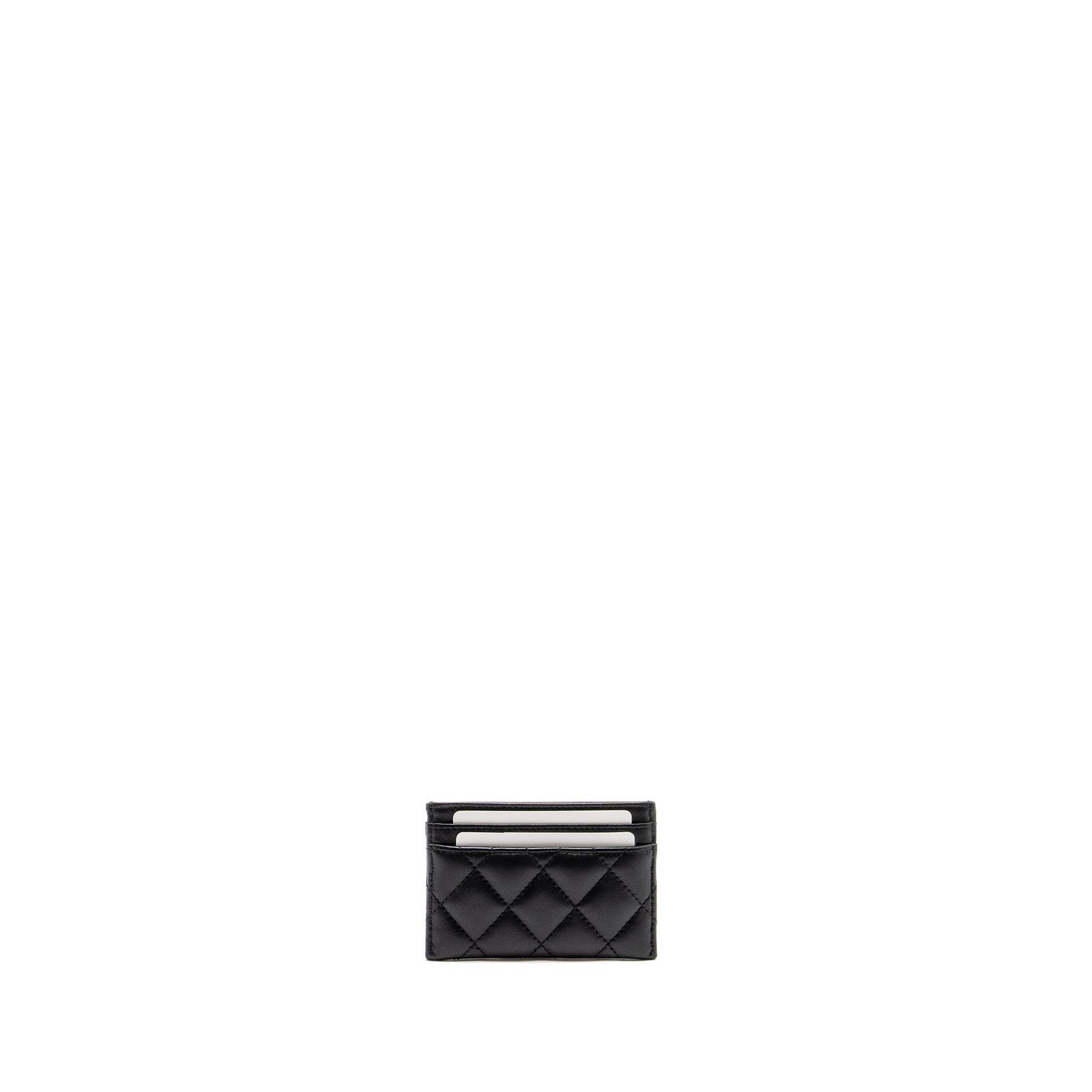 Chanel Detail CC Logo Card Holder Lambskin Black Wallet Case
