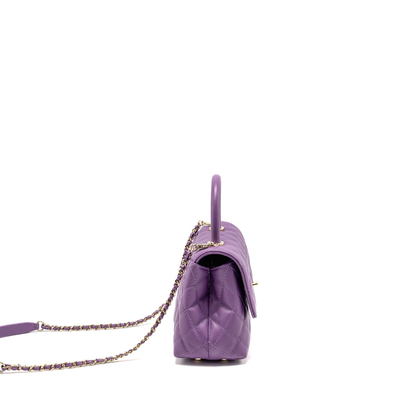 Chanel Coco Handle Caviar purple LGHW microchip Small Handbag