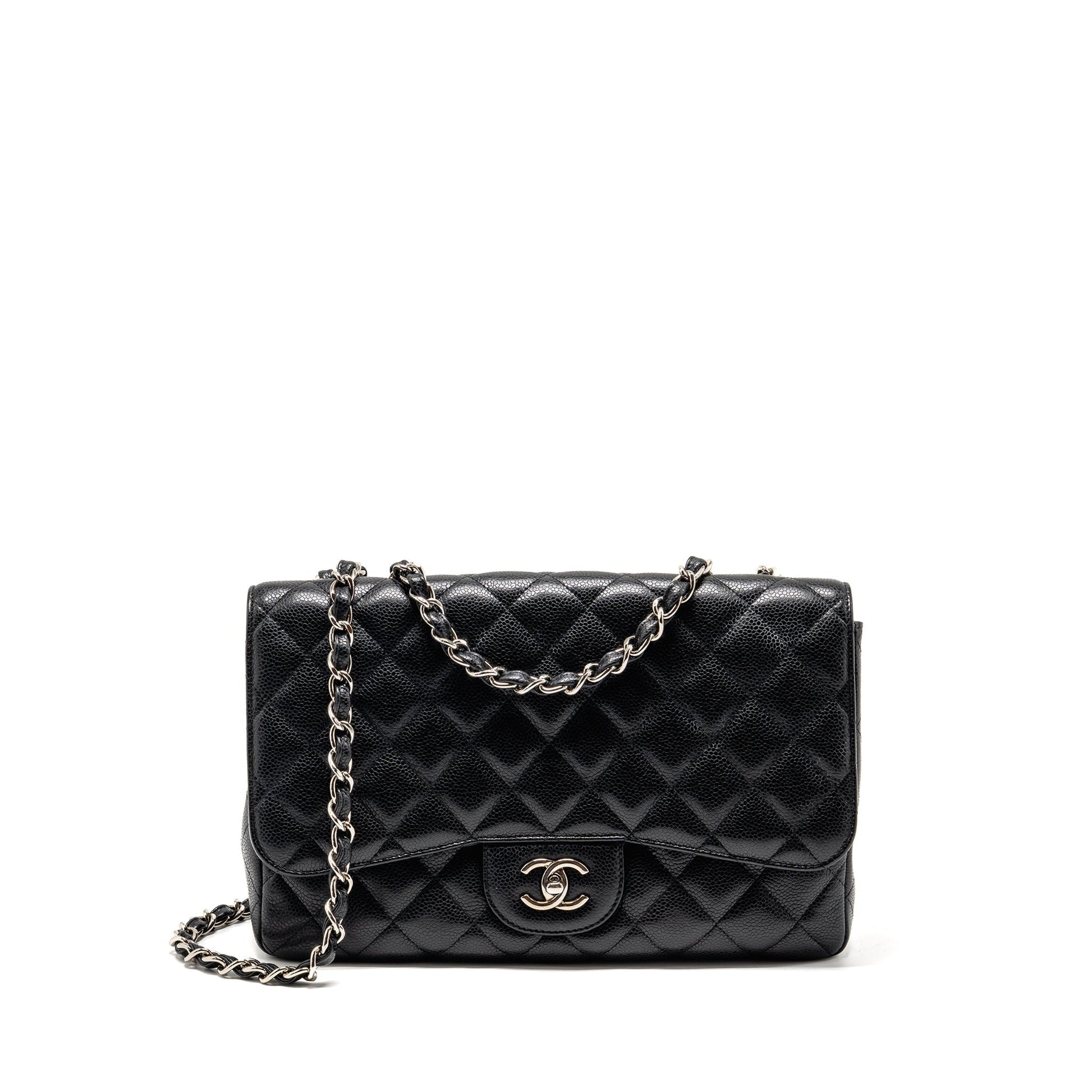 Chanel Jumbo Classic Single Flap Caviar SHW Black Shoulder Bag