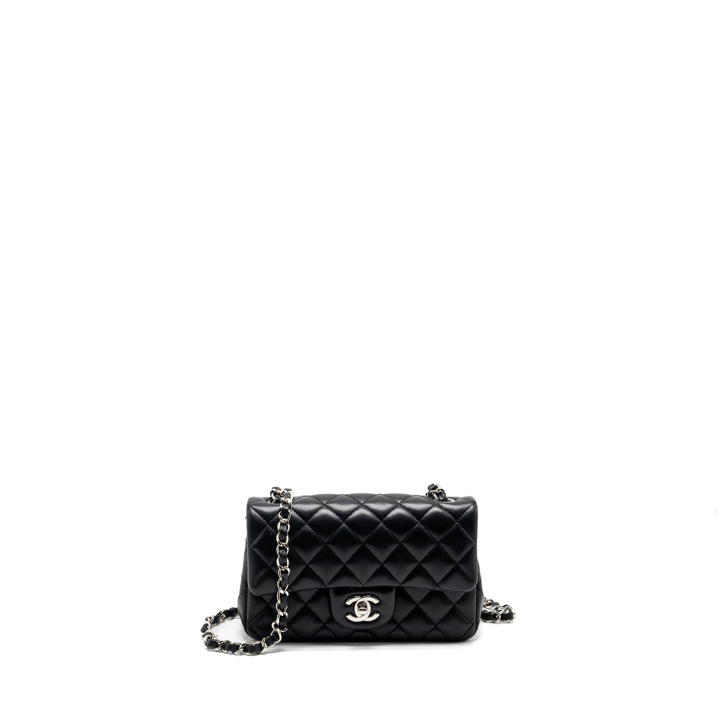 Chanel Rectangular flap lambskin SHW Black Shoulder Bag Shw 1