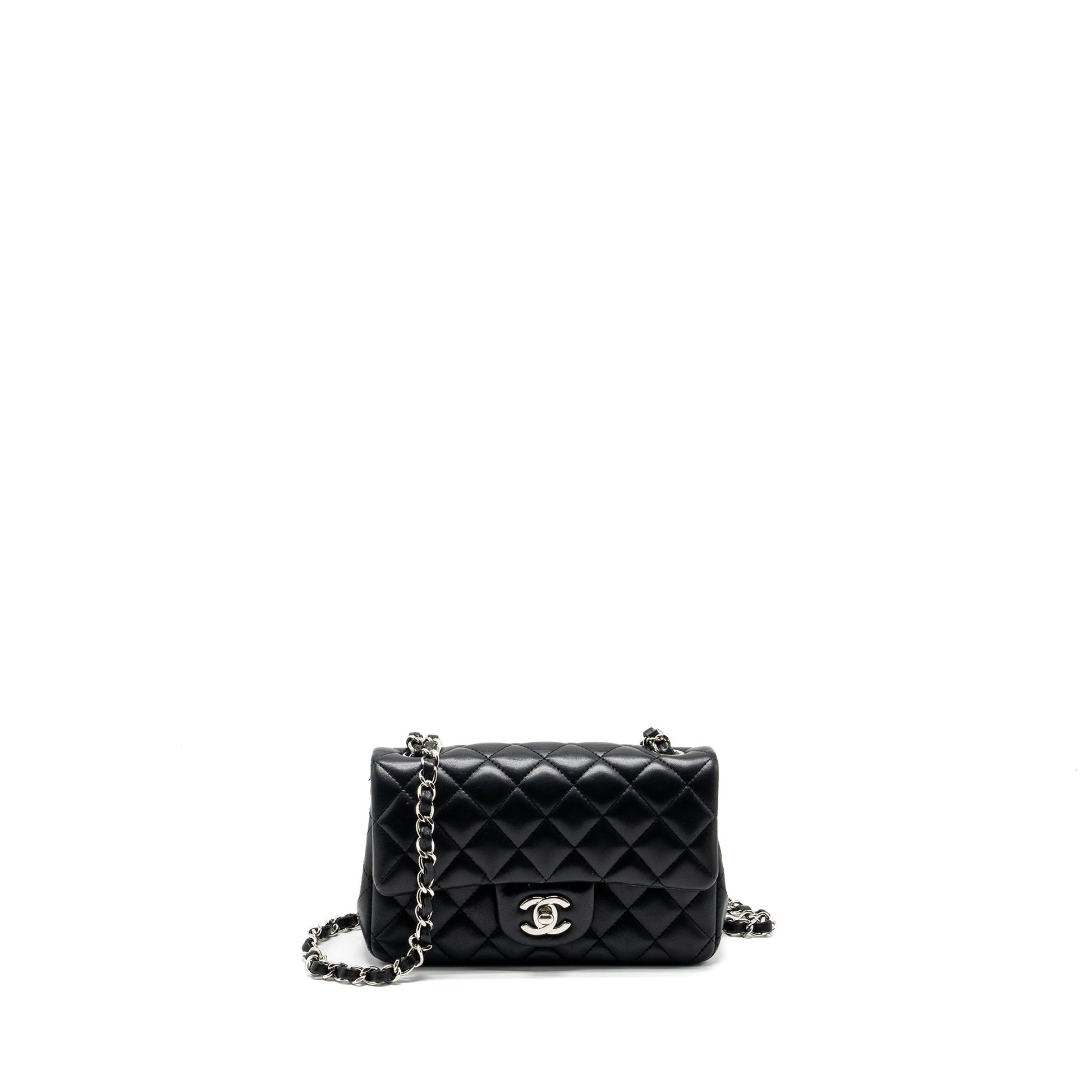 Chanel Rectangular flap lambskin SHW Black Shoulder Bag Shw 1