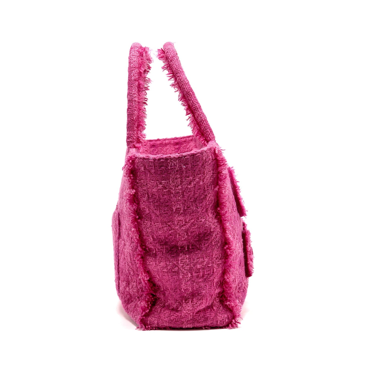 Chanel Letter Logo Zipped Shopping Tweed GHW Pink Handbag