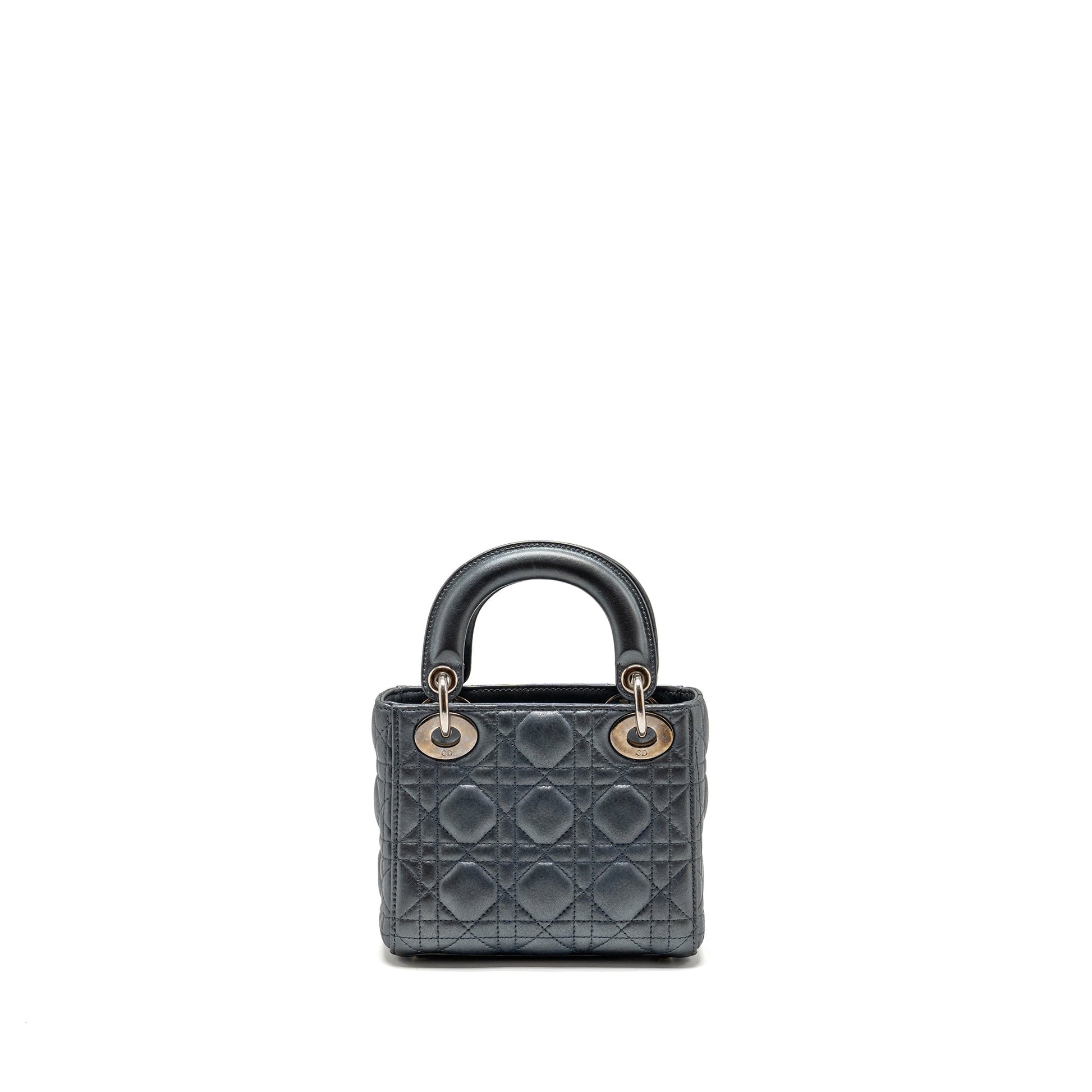 Dior Lady Lambskin Iridescent Grey Handbag Mini Travel Bag