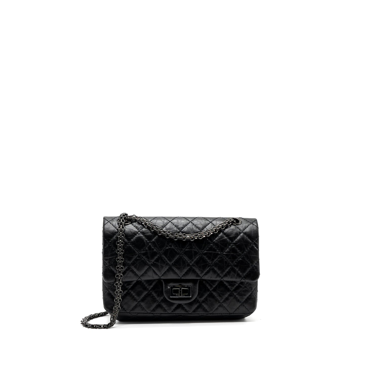 Chanel 2.55 225 Reissue Flap Aged Calfskin Black Small Shoulder Bag Hardware Microchip