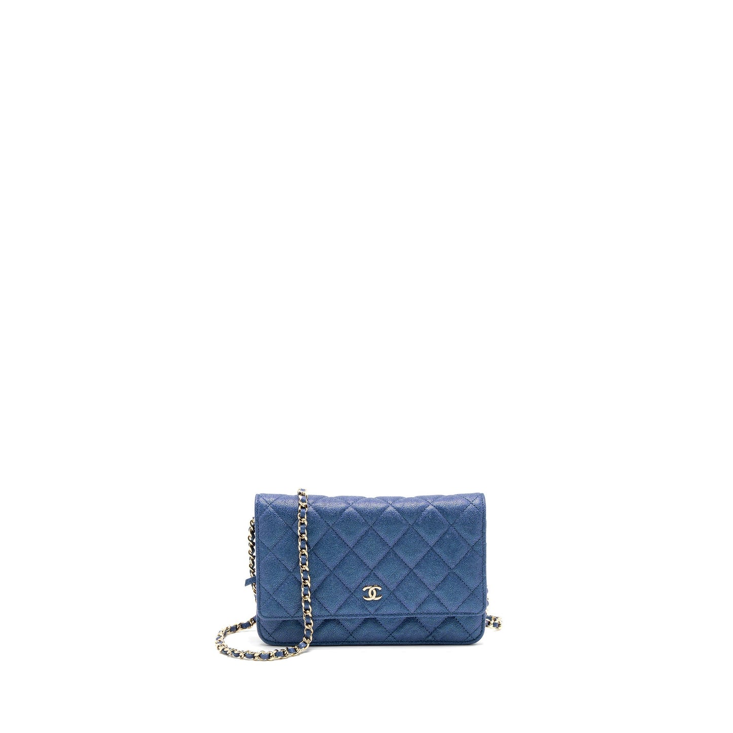 Chanel Classic On Caviar Iridescent LGHW Blue Wallet Case Lghw 1