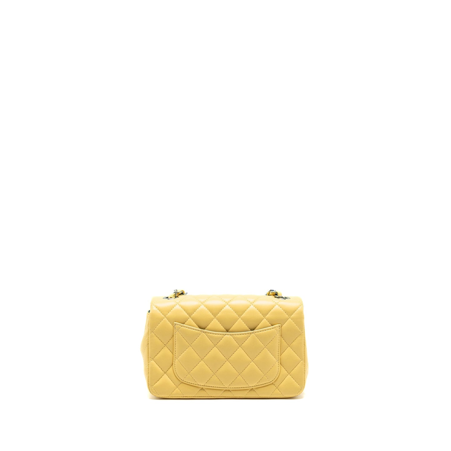 Chanel Rectangular Flap Lambskin Yelllow Iridescent Hardware Blue Shoulder Bag