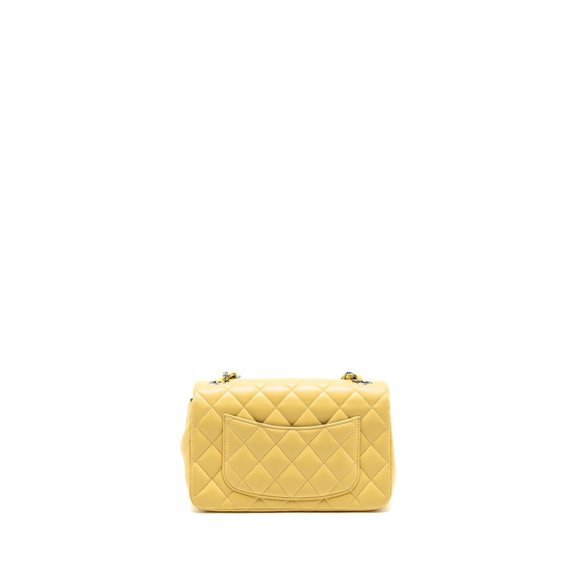 Chanel Rectangular Flap Lambskin Yelllow Iridescent Hardware Blue Shoulder Bag