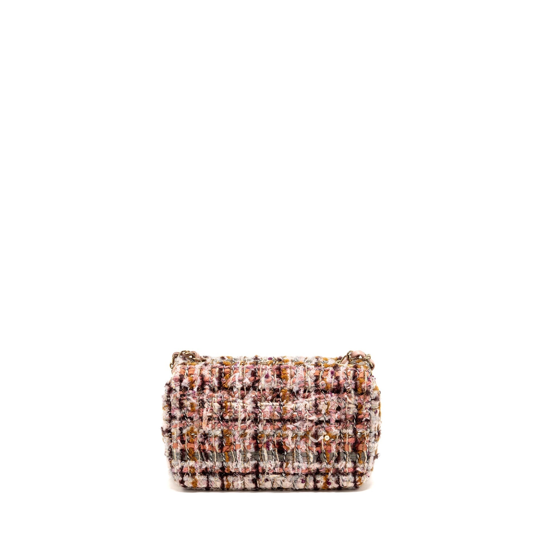 Chanel 23K Rectangular Flap Tweed LGHW Microchip Multicolour Pink Shoulder Bag
