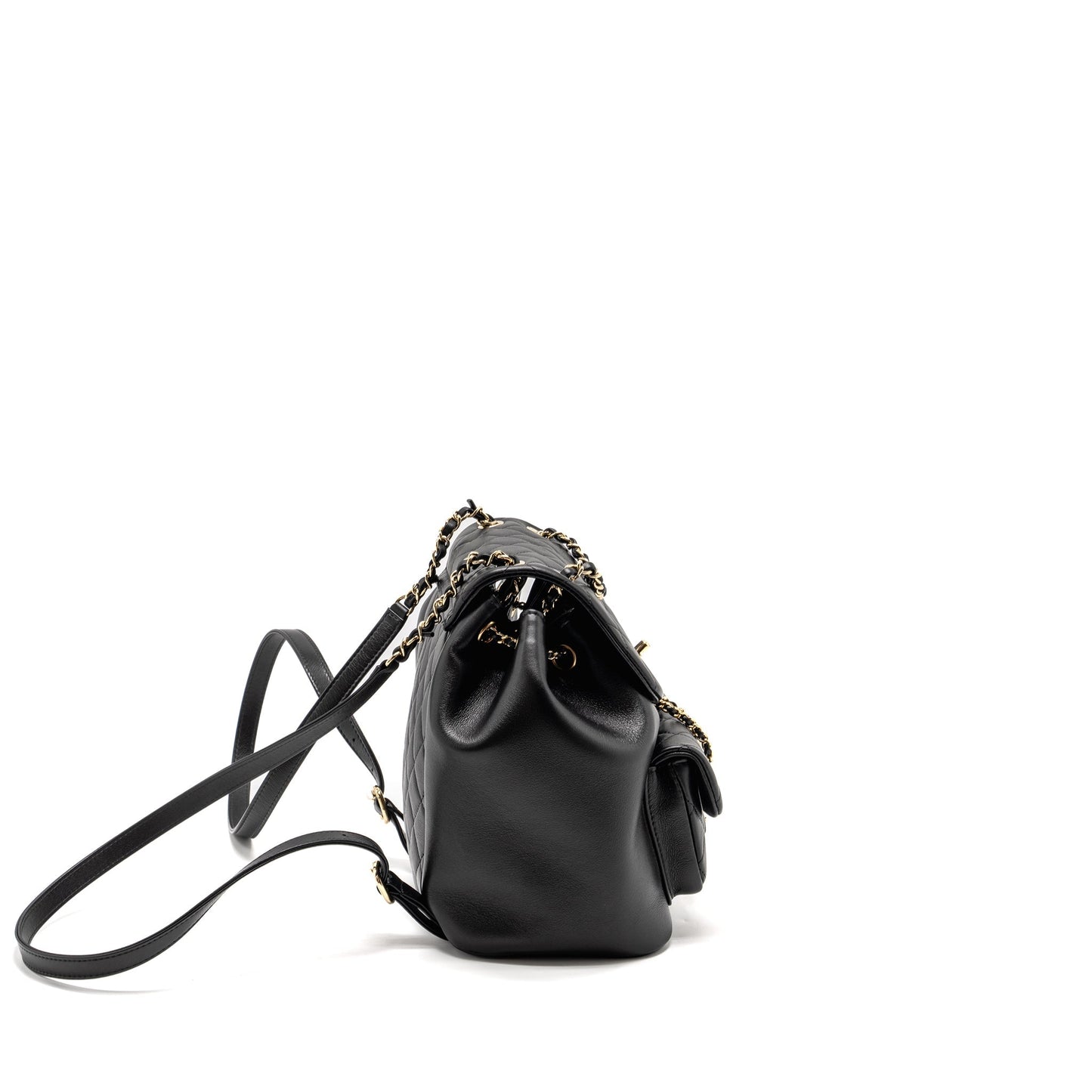 Chanel 23c Duma Backpack Calfskin LGHW microchip Black Black Lghwmicrochip