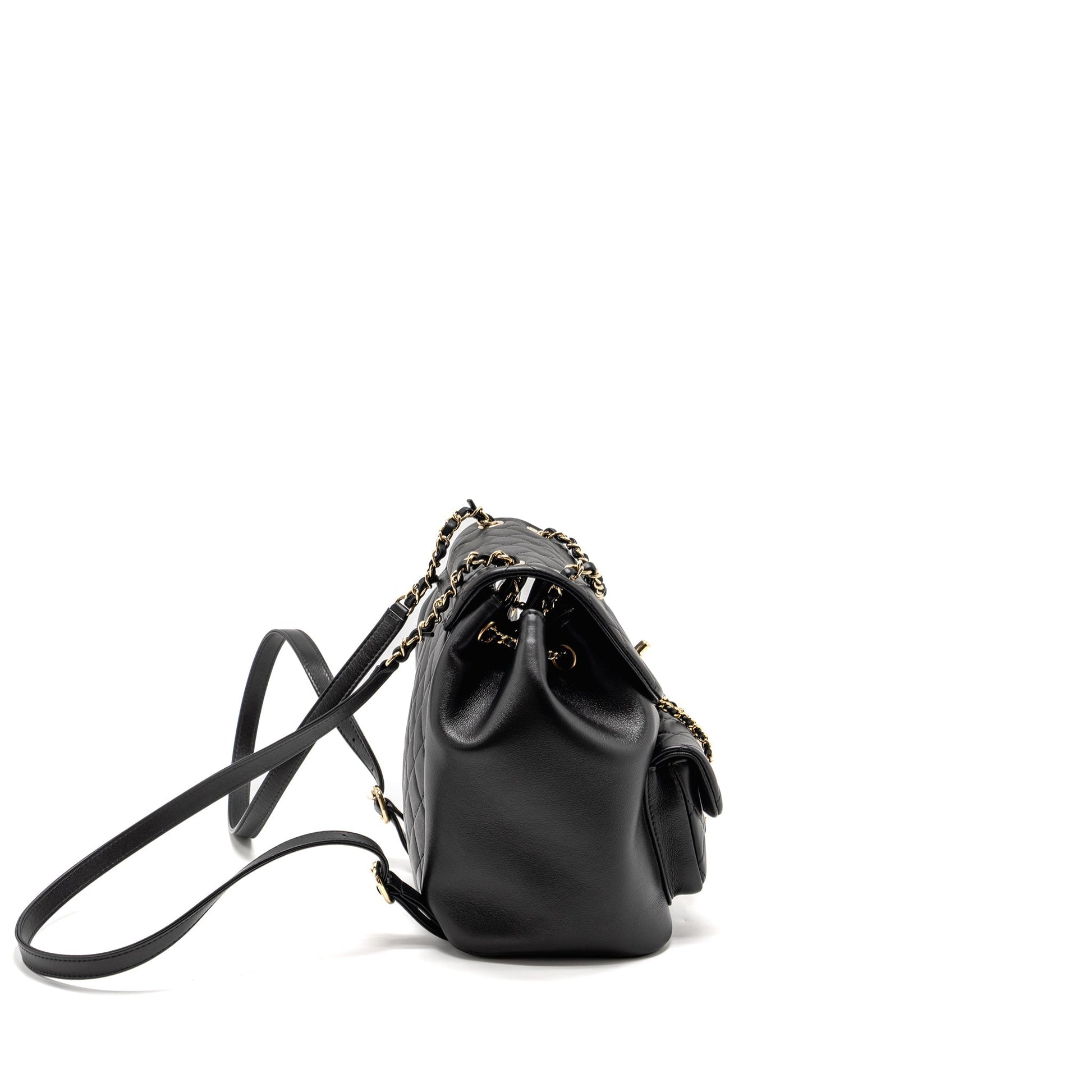 Chanel 23c Duma Backpack Calfskin LGHW microchip Black Black Lghwmicrochip