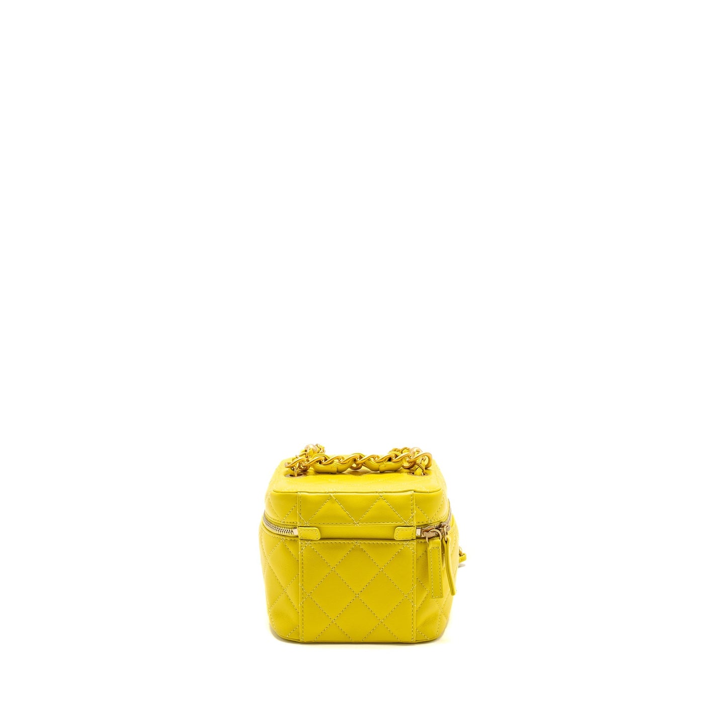 Chanel CC Vanity Calfskin Yellow GHW Microchip Handbag