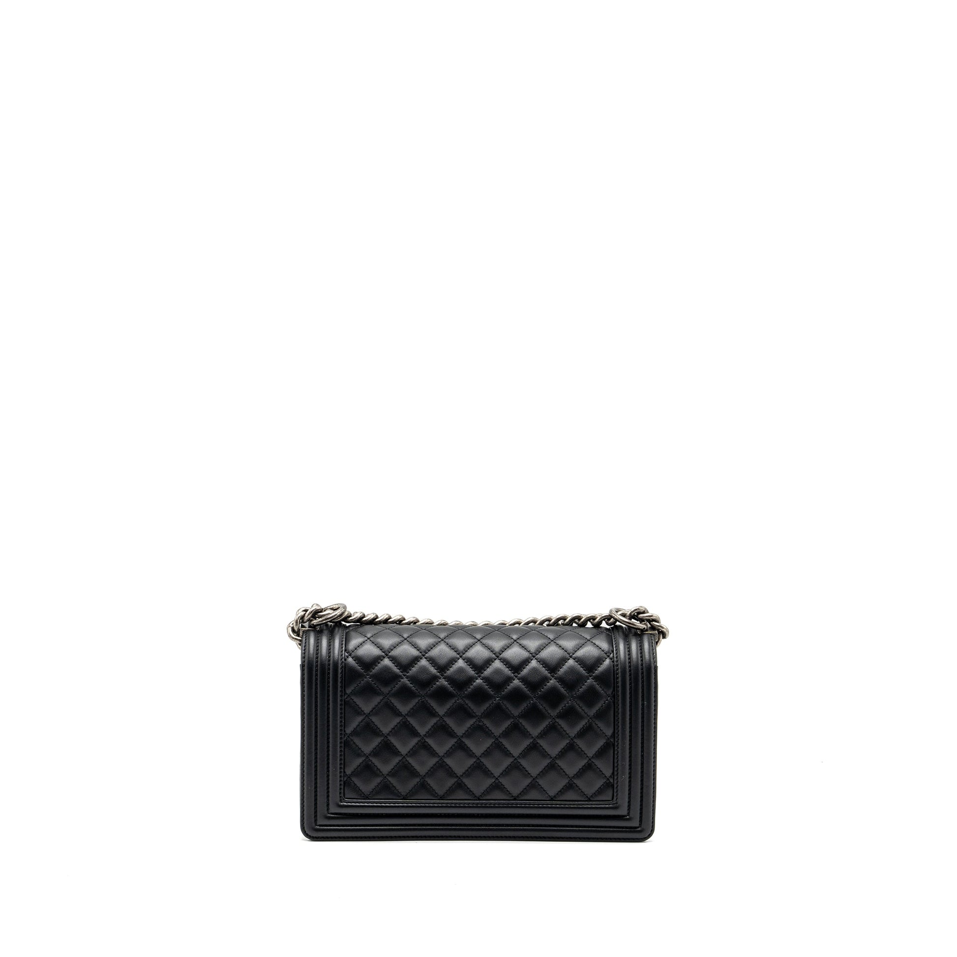 Chanel Boy lambskin ruthenium hardware Black Handbag