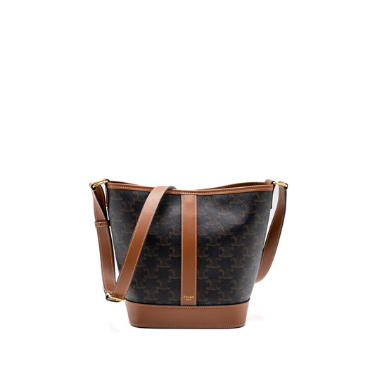 Celine Bucket Purse Triomphe Handbag Leather Canvas Bucket Bag