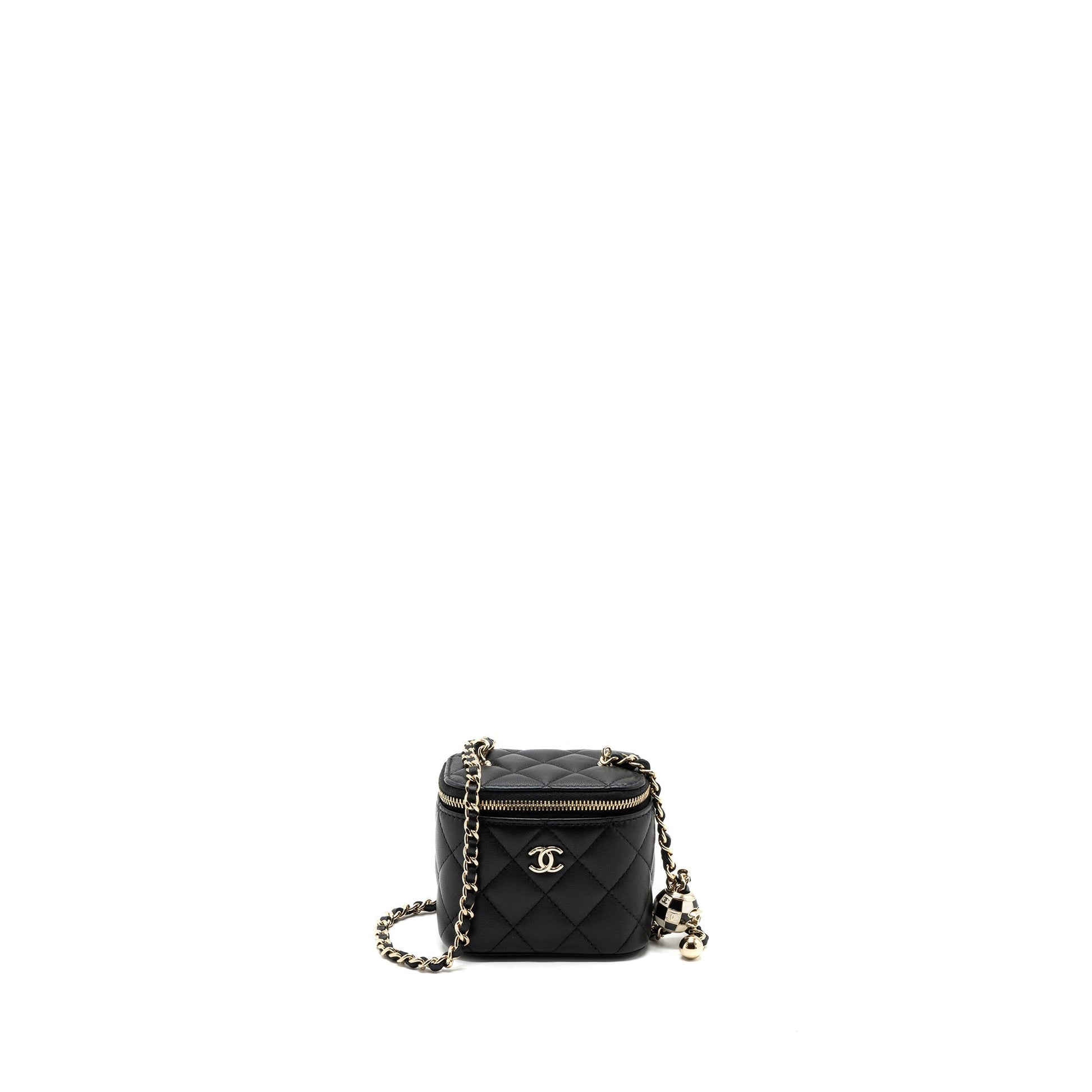 Chanel Pearl Crush Vanity Lambskin LGHW microchip Black Mini Bag