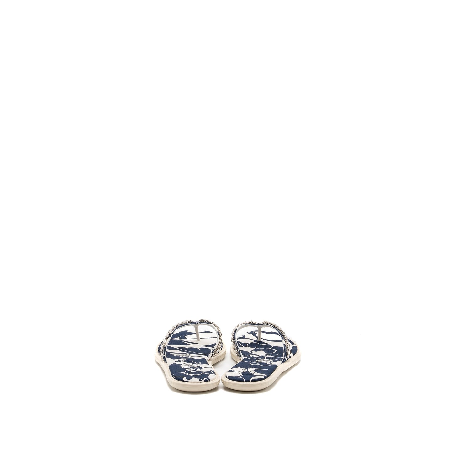 Chanel Ecru SHW Blue Shoes