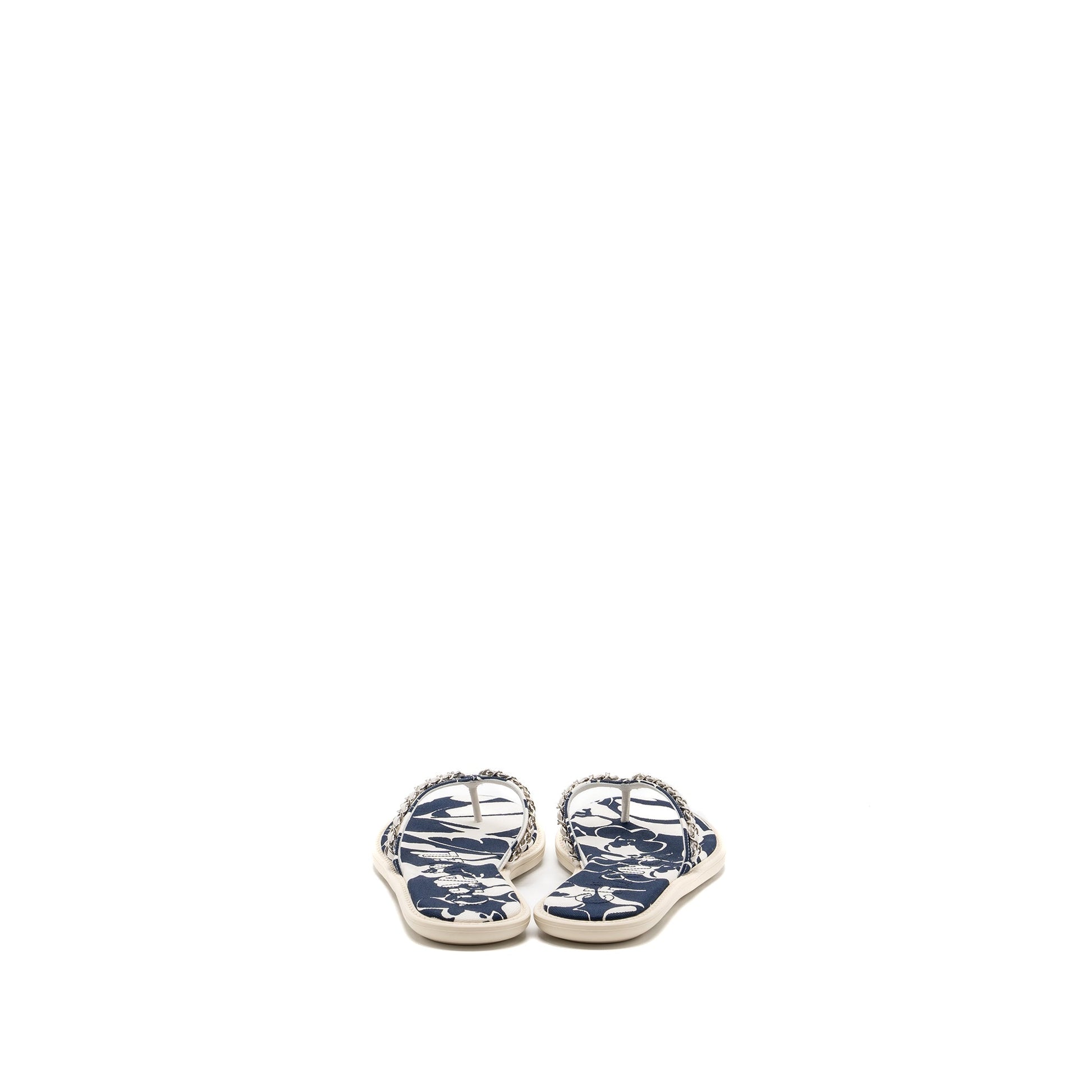 Chanel Ecru SHW Blue Shoes