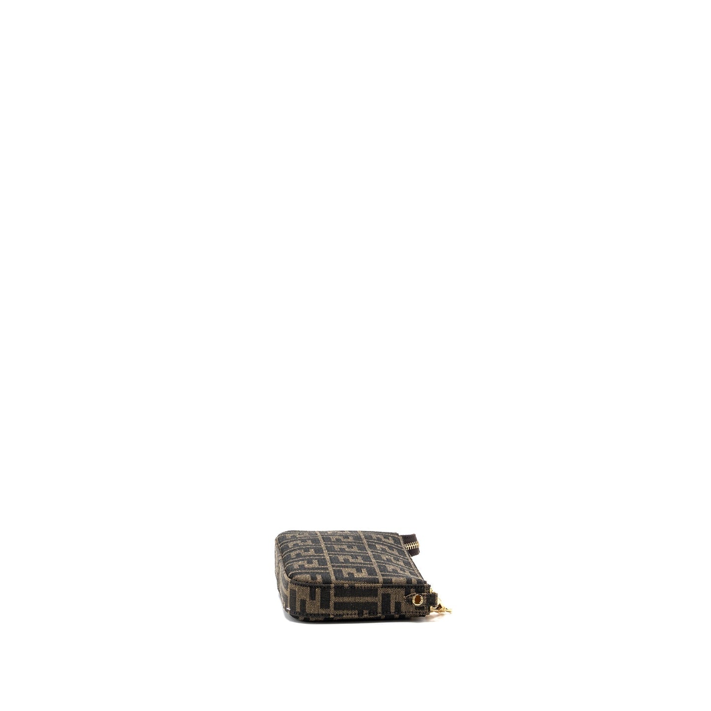 Fendi Baguette Pouch Jacquard Fabric Handbag Brown Shoulder Bag
