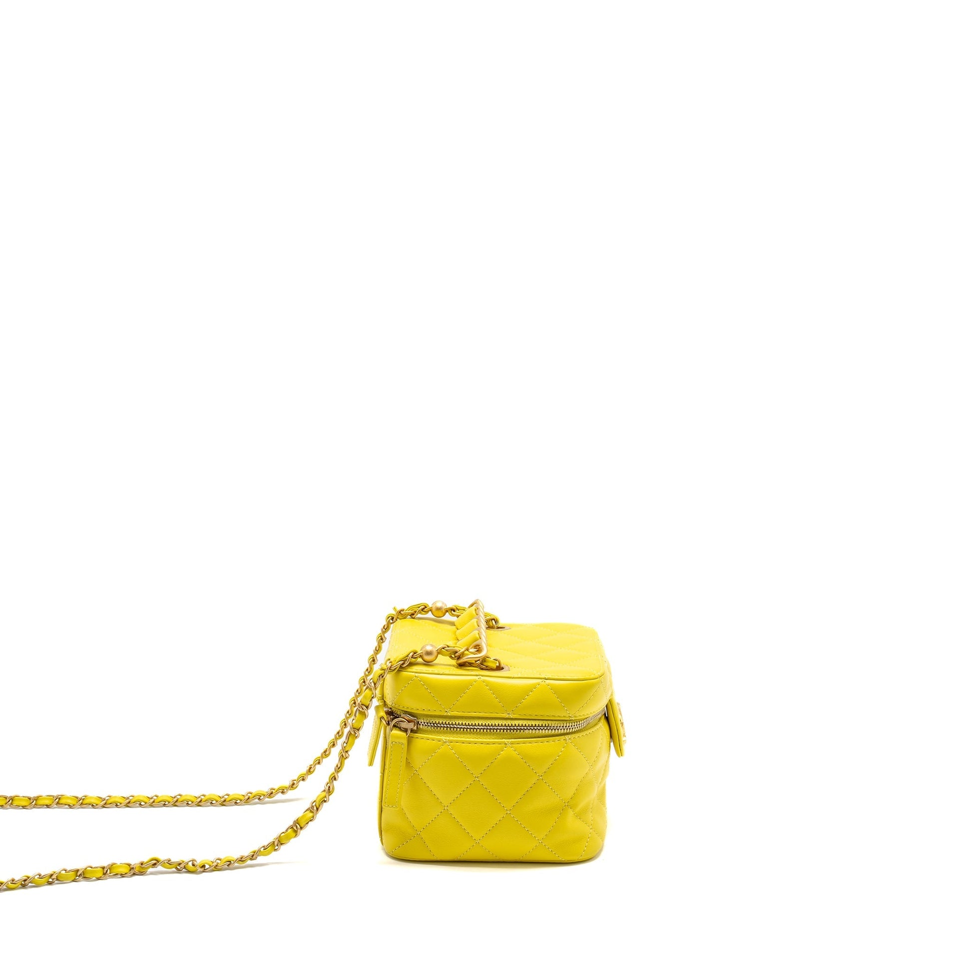 Chanel CC Vanity Calfskin Yellow GHW Microchip Handbag
