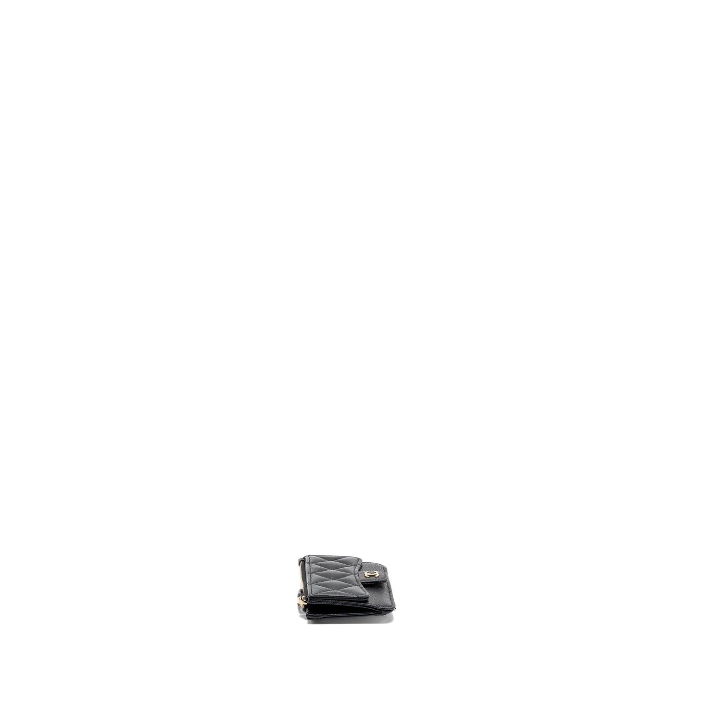 Chanel Flap Zip Card Holder Caviar LGHW Black Wallet Case