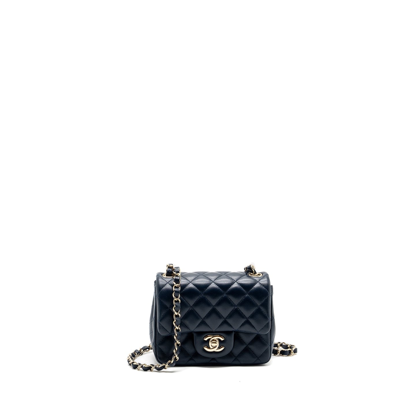 Chanel Classic Square Flap Lambskin Dark LGHW Blue Shoulder Bag