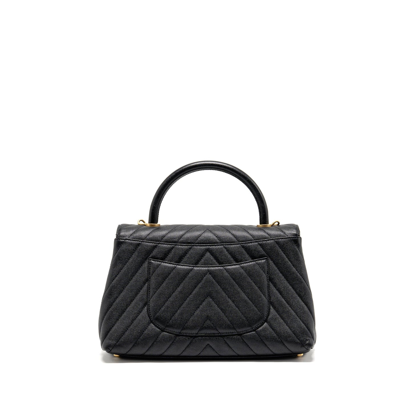 Chanel Chevron Coco handle caviar GHW Black Handbag
