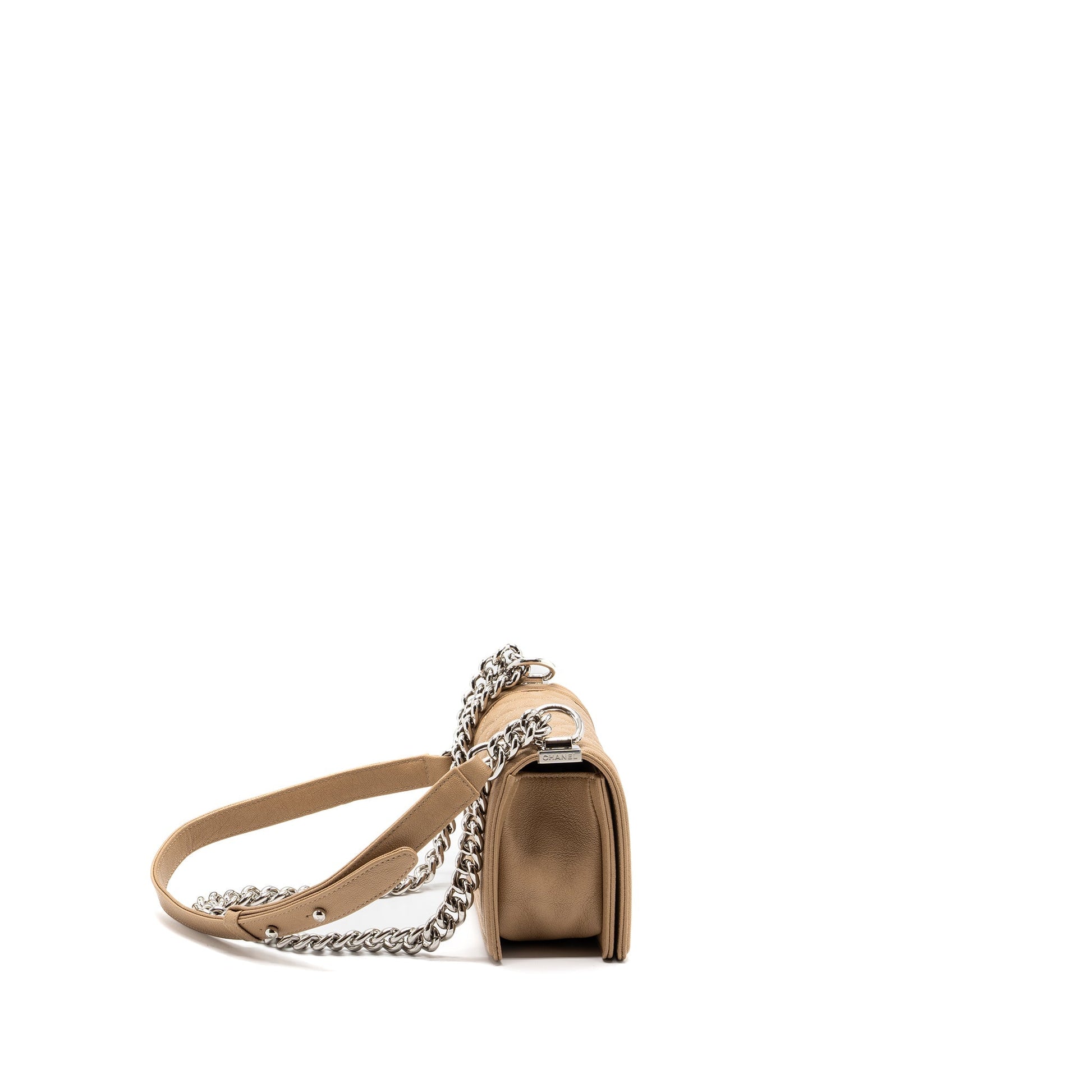 Chanel Boy Caviar Light SHW Beige Small Handbag