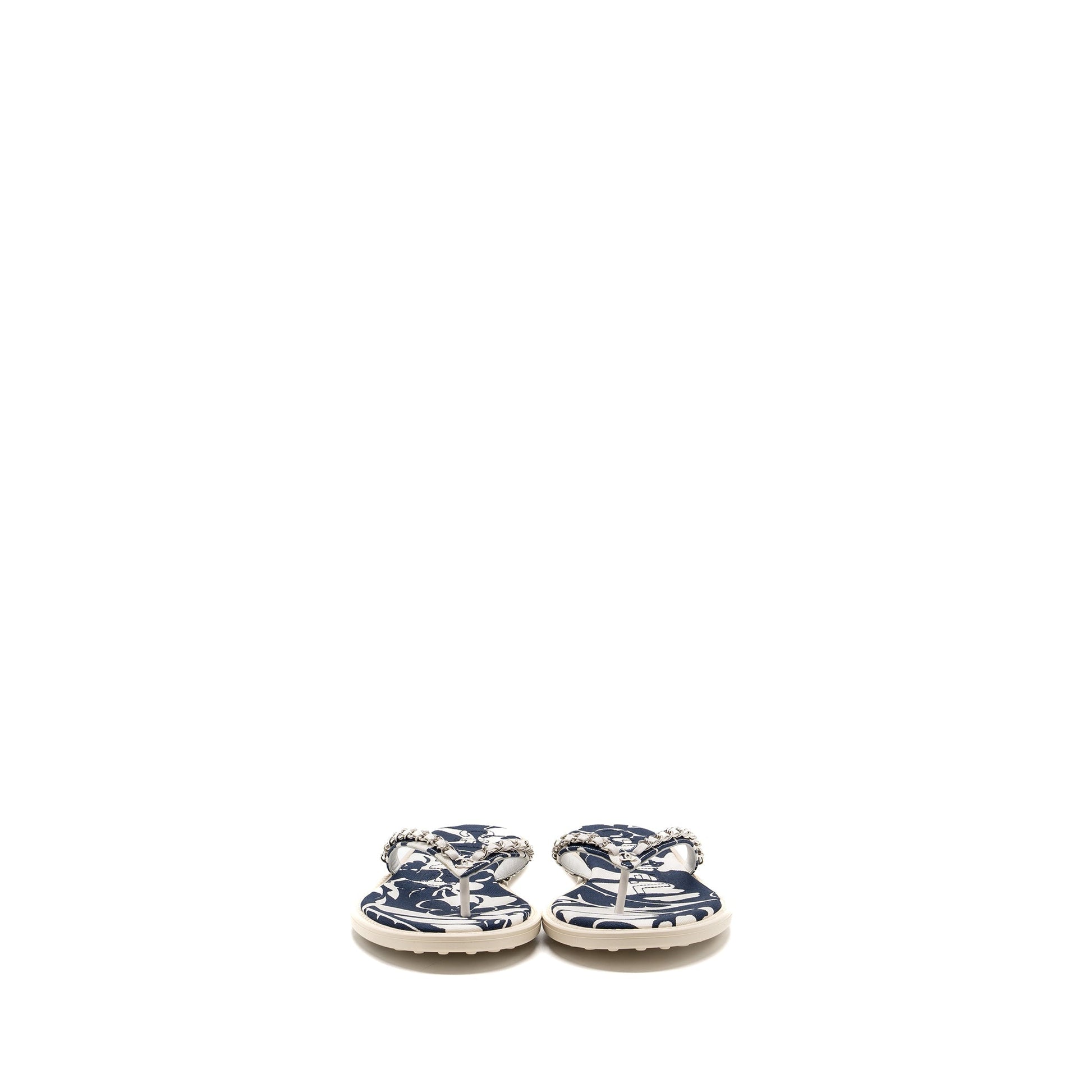 Chanel Ecru SHW Blue Shoes