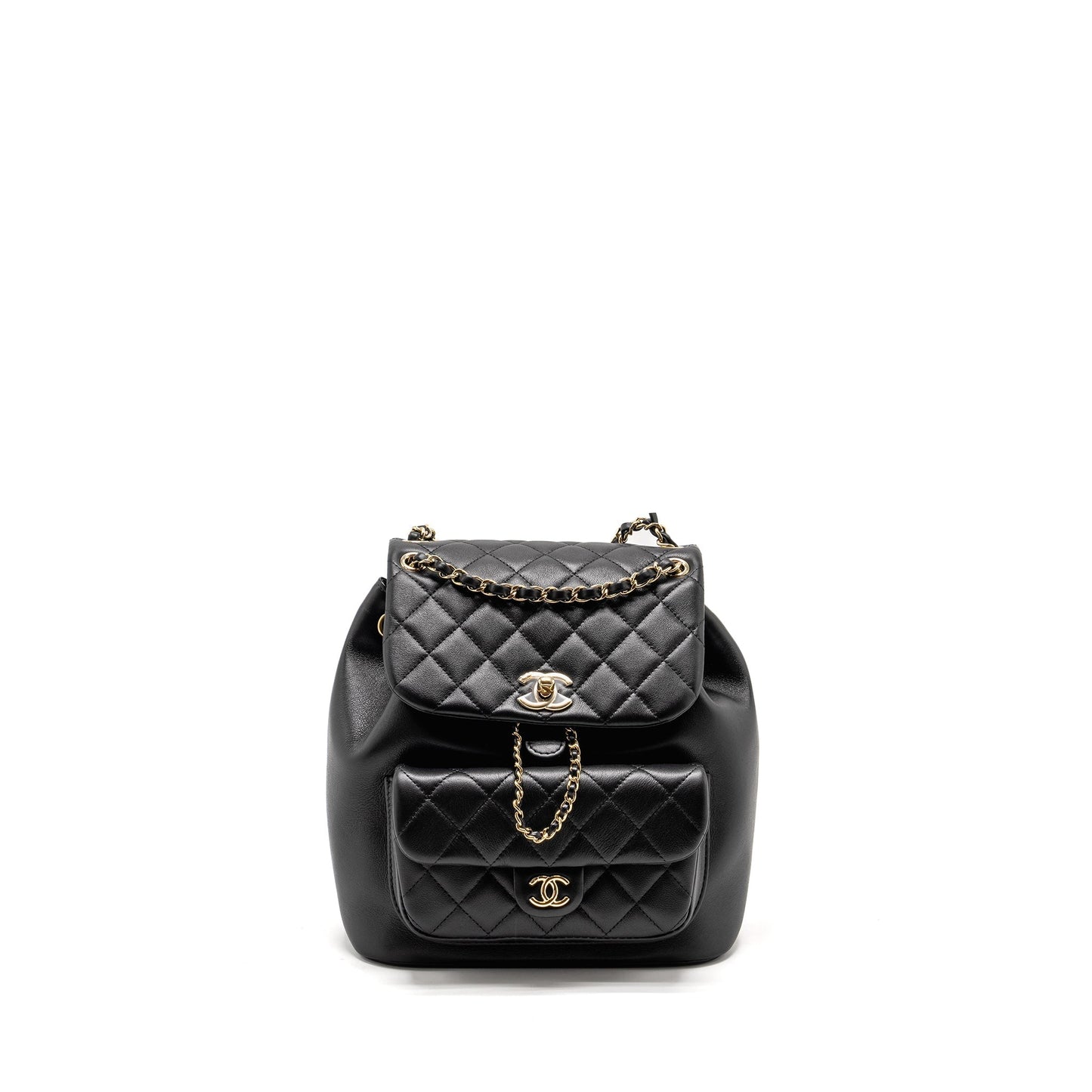 Chanel 23c Duma Backpack Calfskin LGHW microchip Black Black Lghwmicrochip