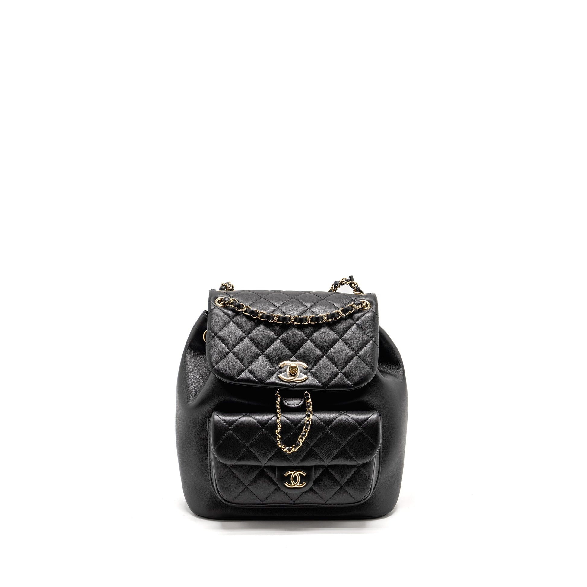 Chanel 23c Duma Backpack Calfskin LGHW microchip Black Black Lghwmicrochip