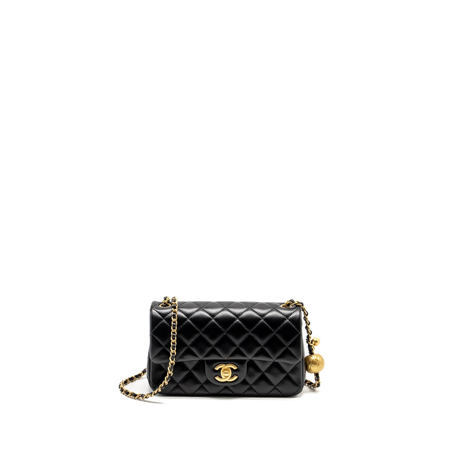 Chanel 24k Pearl Crush Rectangular Flap Shiny Black Shoulder Bag Ghw Microchip