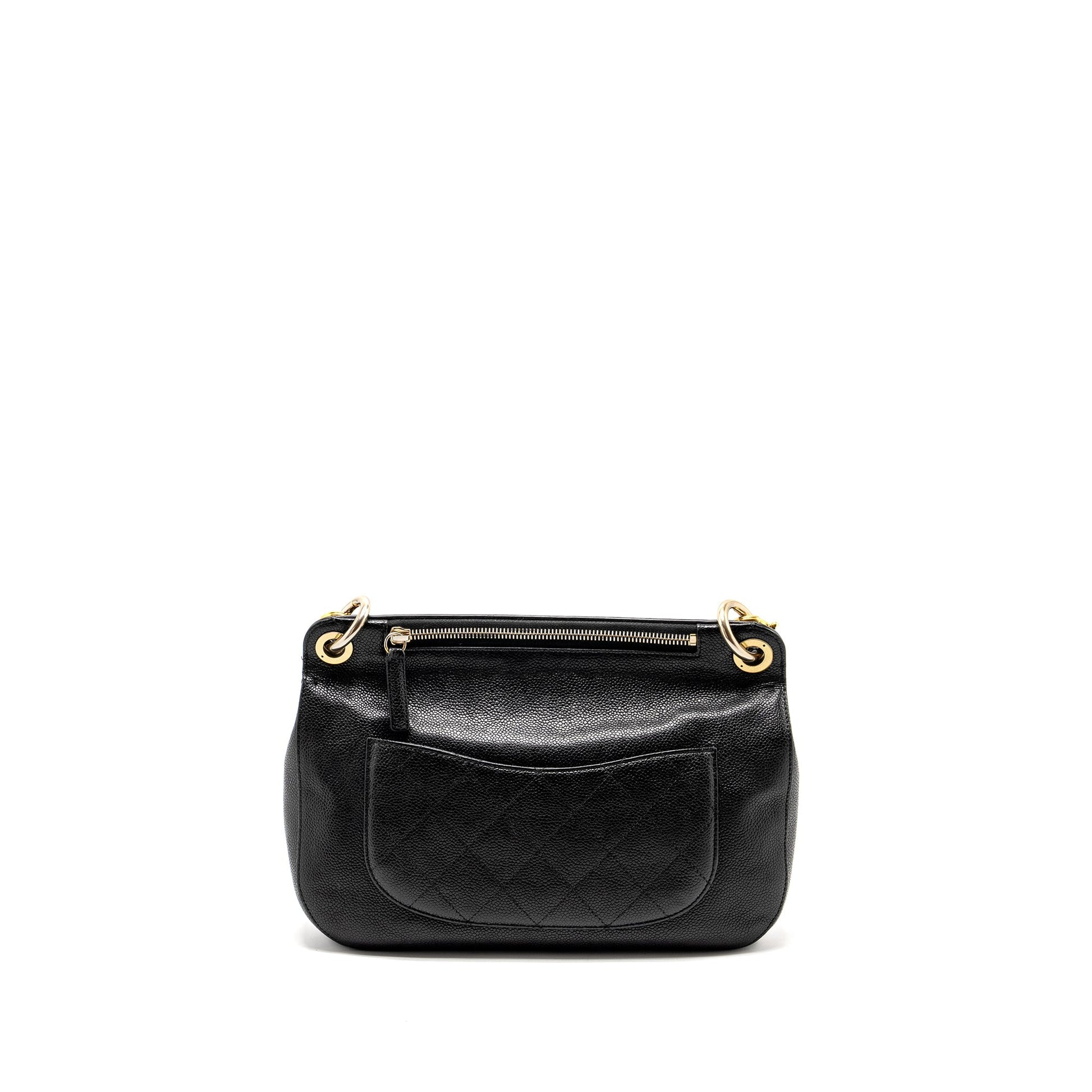 Chanel Top Handle Flap Grained Calfskin GHW Black Shoulder Bag