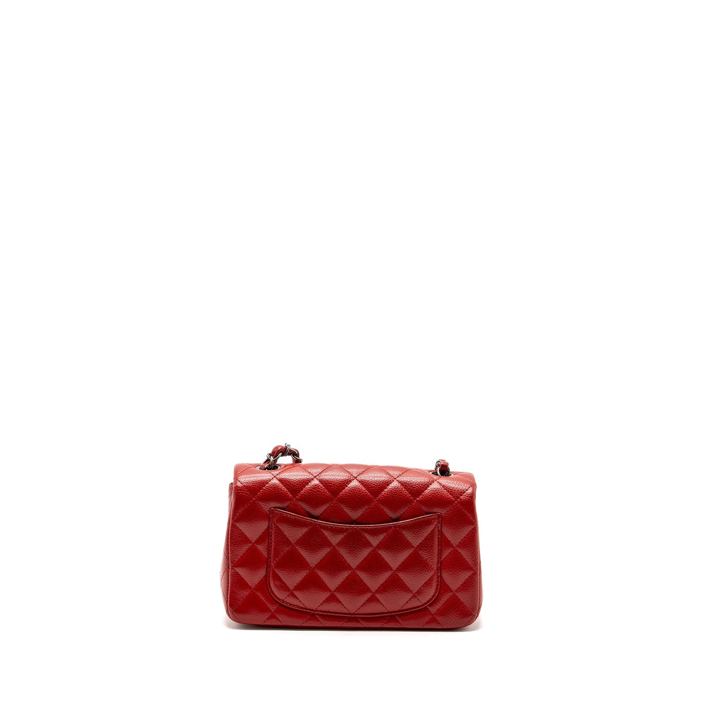 Chanel rectangular flap caviar ruthenium hardware Red Shoulder Bag Ruthenium Hardware