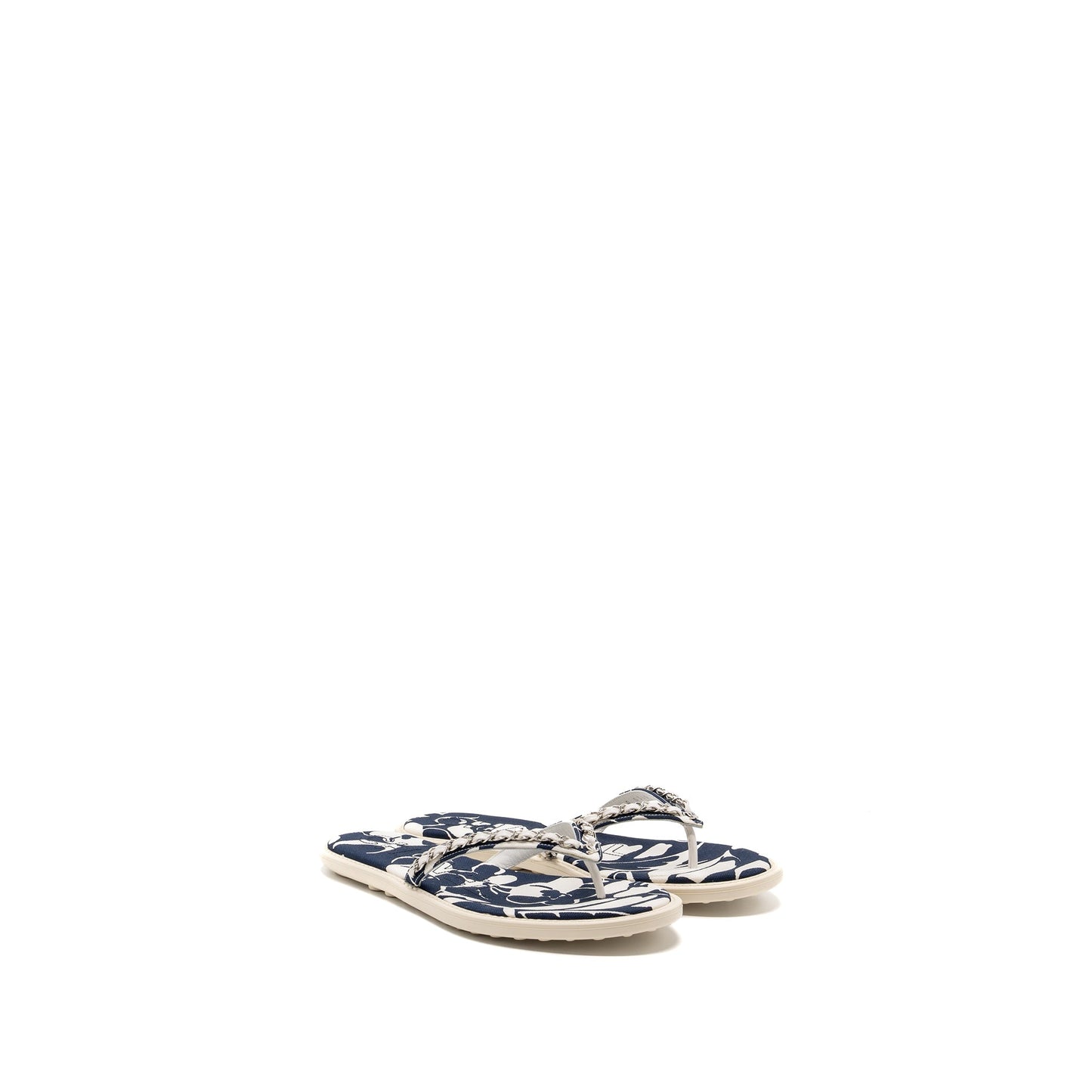 Chanel Ecru SHW Blue Shoes
