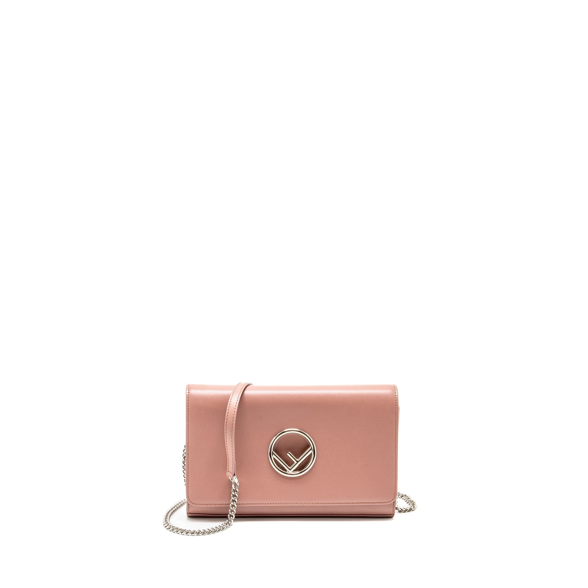 Fendi Crossbody Purse Calfskin Light Pink Logo Crossbody Bag